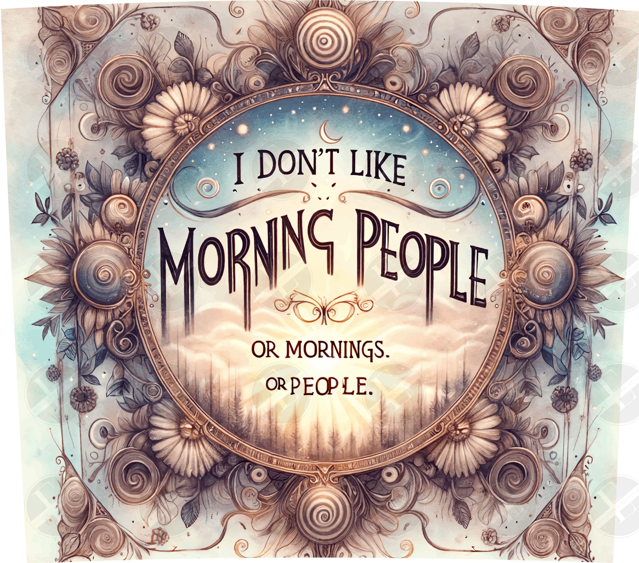 Funny Tumbler Wraps - I Don't Like Morning People - Skinny Tumbler Design - Sublimation Designs Straight & Tapered - Instant Download