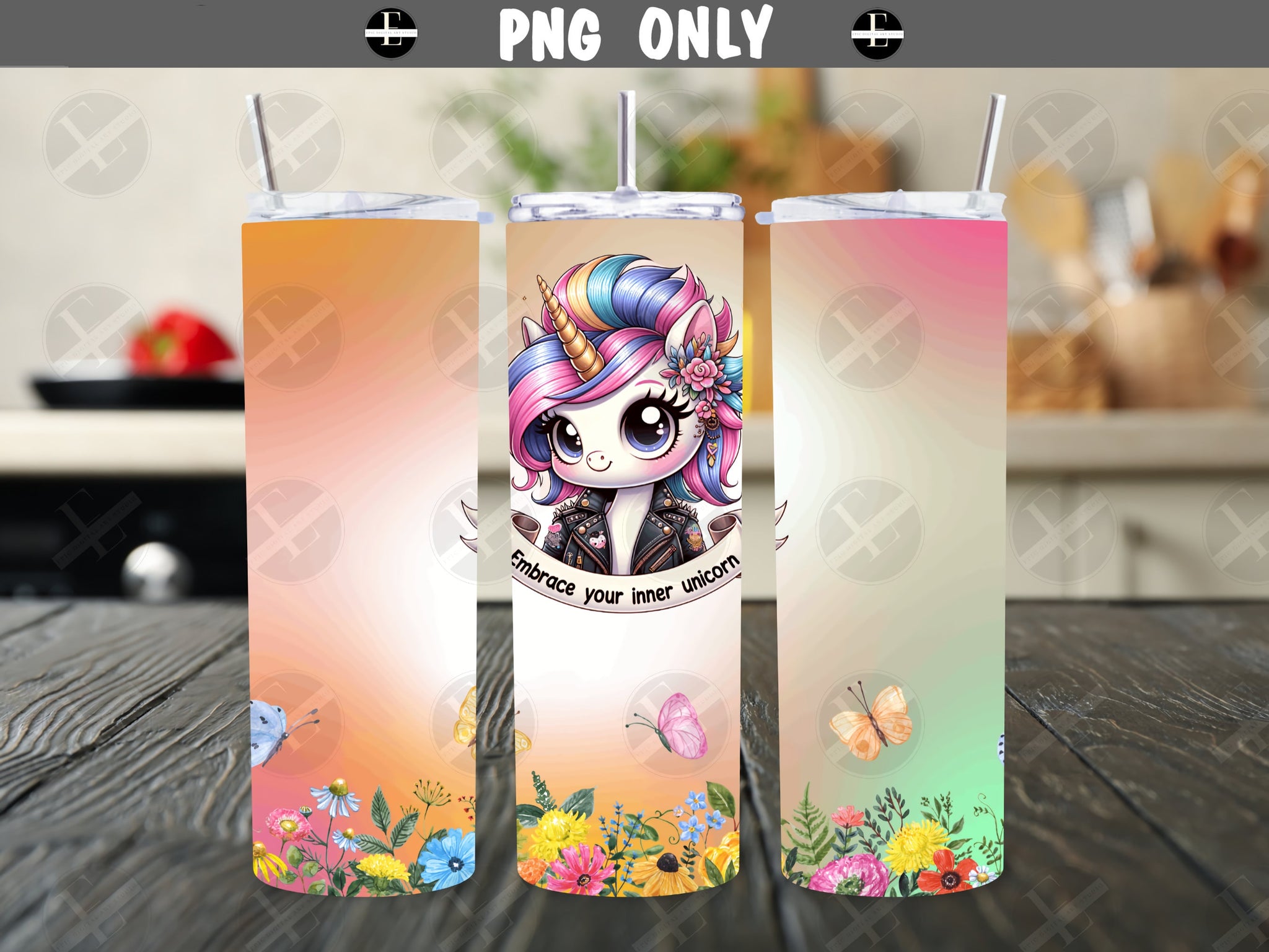 Unicorn Tumbler Wraps - Embrace Your Inner Unicorn Skinny Tumbler Wrap - Tumbler Sublimation Designs Straight & Tapered - Instant Download