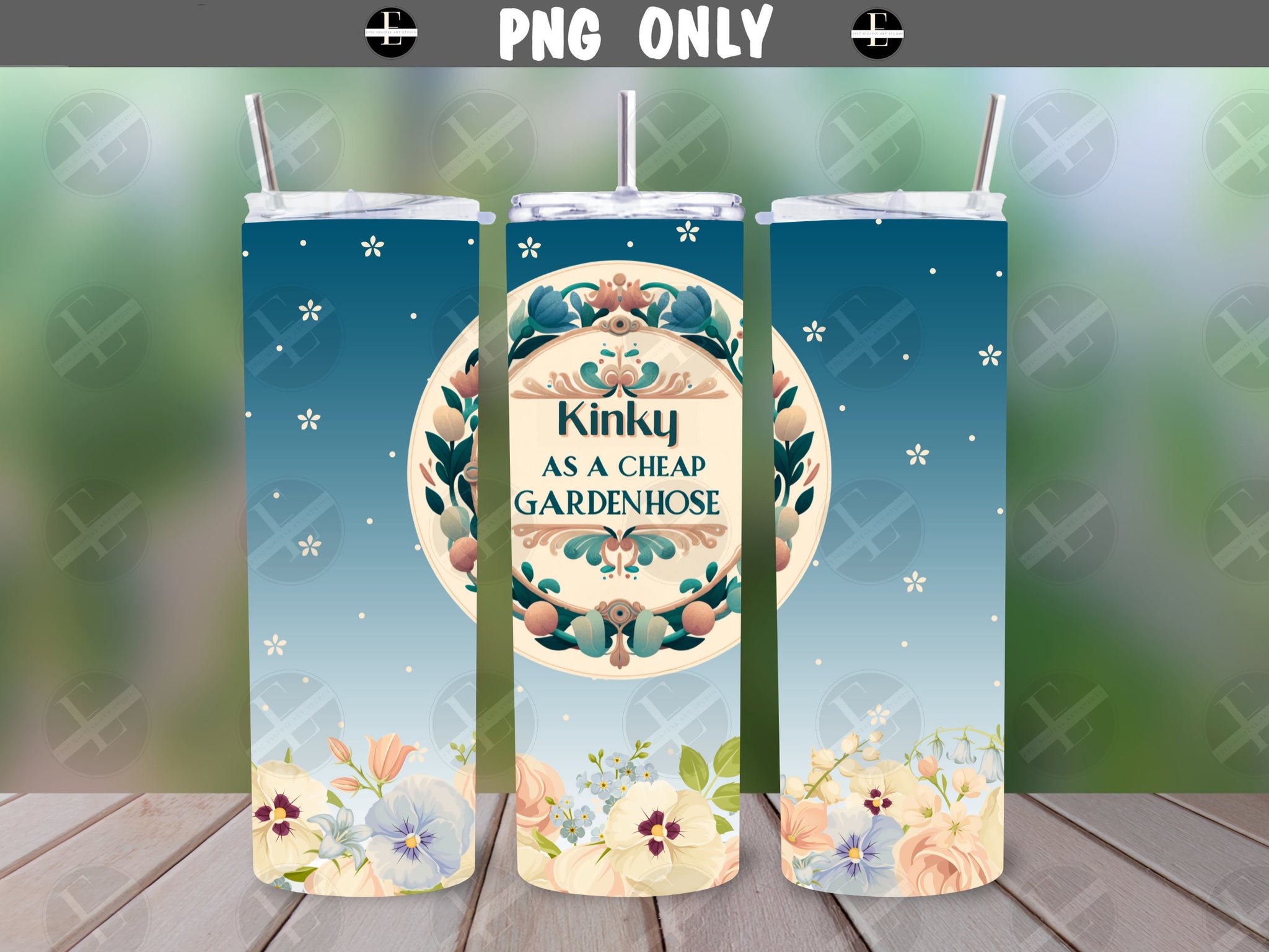 Funny Tumbler Wraps - Kinky as a Cheap Gardenhose - Skinny Tumbler Design - Sublimation Designs Straight & Tapered - Instant Download