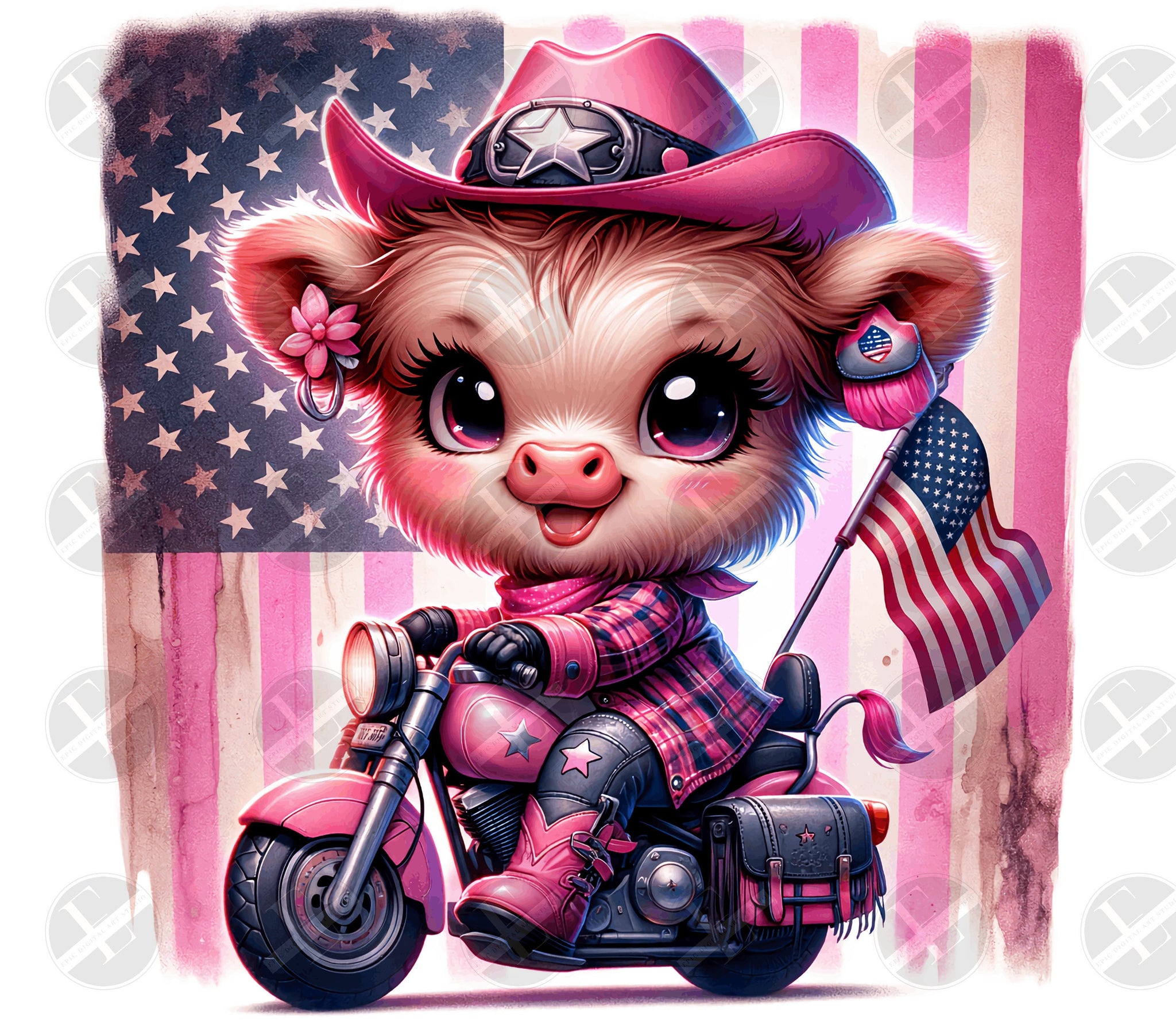 patriotic highland cow biker tumbler wraps, patriotic tumbler wraps, pink highland cow, 20ozs skinny wraps, 20ozs wraps designs, tumbler 20ozs wraps, sublimational tumbler wrap, tumblerwraps designs, patriotic pink cow, 20ozs wrap, 20ozs wraps
