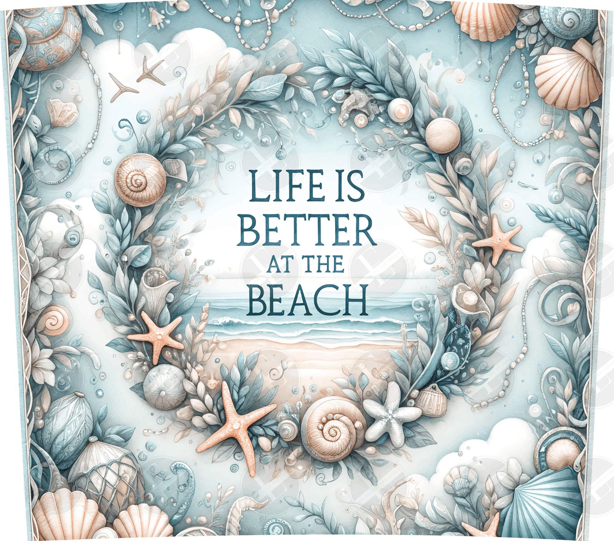 Life is Better at the Beach Skinny Tumbler Wrap - Beach Tumbler Wraps - Tumbler Sublimation Designs Straight & Tapered - Instant Download