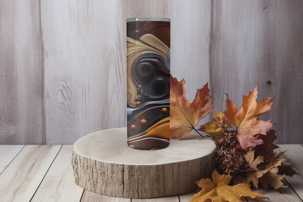 3D Tumbler Wraps - 3D Chocolate Swirls Skinny Tumbler Wrap Design - Ideal Tumbler Sublimation Designs Straight & Tapered - Instant Download