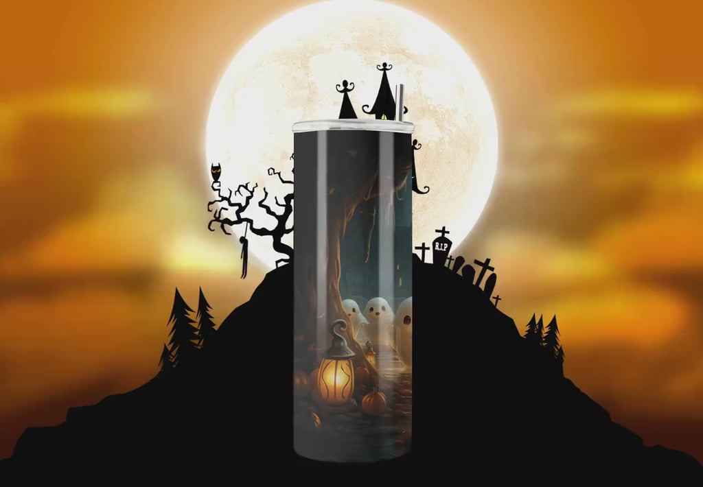 3D Halloween Cute BOO Ghost Tumbler Wrap - 3D Tumbler Wraps - Skinny Tumbler Wrap - Sublimation Design-Straight & Tapered - Instant Download