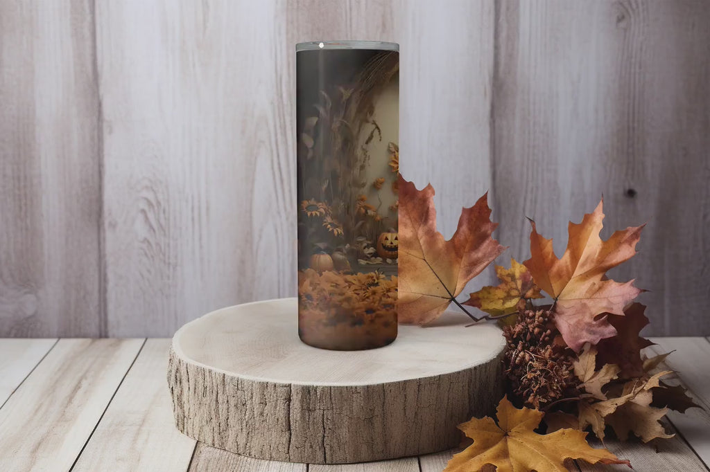 3D Tumbler Wraps - 3D Halloween Fall Scarecrow Skinny Tumbler Wrap Design - Tumbler Sublimation Design Straight & Tapered - Instant Download