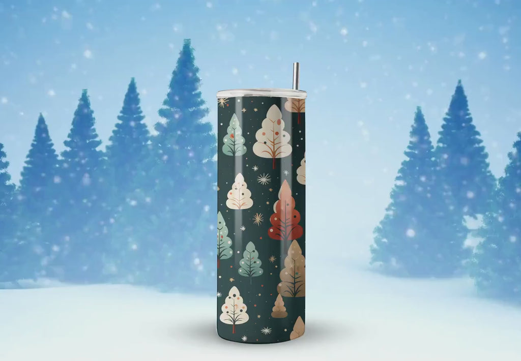 Tumbler Wraps - Winter Christmas Trees Skinny Tumbler Design - Tumbler Sublimation Designs Straight & Tapered - Instant Download