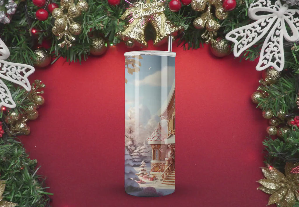 Gingerbread House Tumbler Wraps - 3D Tumbler Wraps - Skinny Tumbler Wrap Design - Sublimation Designs Straight & Tapered - Instant Download