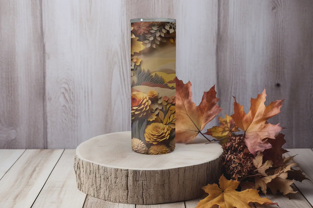 3D Tumbler Wraps - 3D Fall Country Scene Skinny Tumbler Wrap Design - Tumbler Sublimation Designs Straight & Tapered - Instant Download