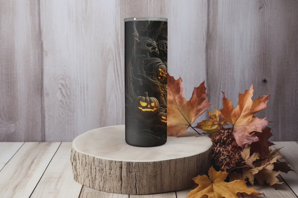 3D Tumbler Wraps - 3D Halloween Haunted House Skinny Tumbler Wrap - Ideal Tumbler Sublimation Designs Straight & Tapered - Instant Download
