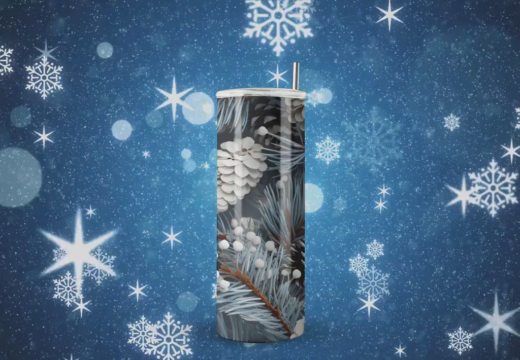 Christmas Pine Cones Skinny Tumbler Design - Christmas Tumbler Wraps - Tumbler Sublimation Designs Straight & Tapered - Instant Download