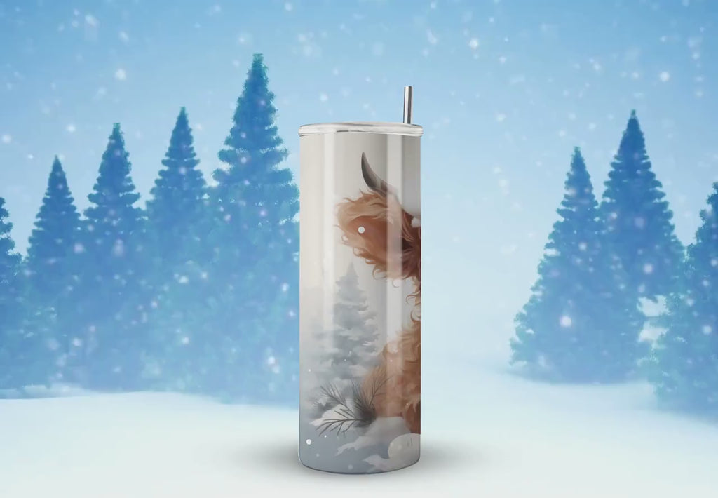 Christmas Tumbler Wraps - Highland Cow Skinny Tumbler Wrap Design - Ideal Tumbler Sublimation Designs Straight & Tapered - Instant Download