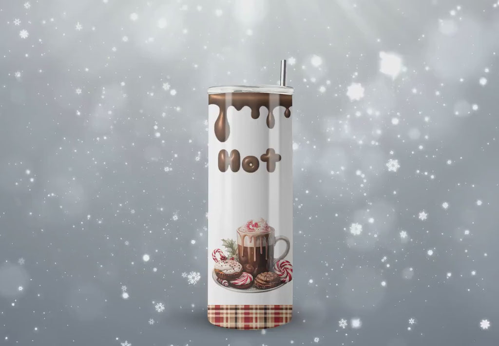3D Inflated Text Tumbler Wraps - 3D Hot Chocolate Tumbler Wrap Design - Ideal Tumbler Sublimation Designs Straight Only - Instant Download
