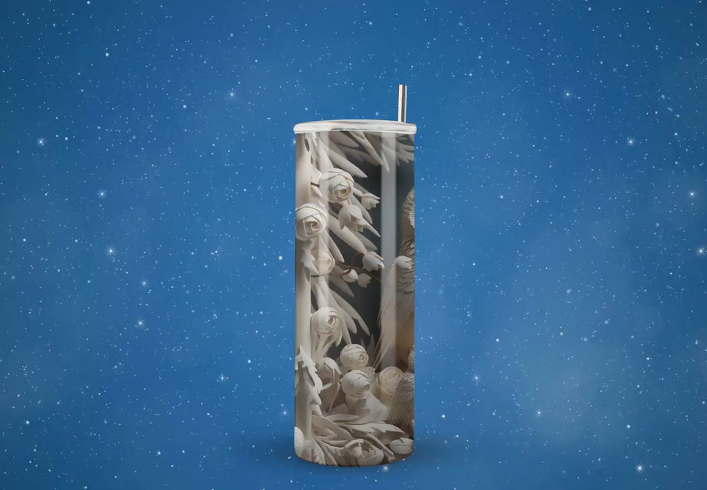 3D Tumbler Wraps - 3D Winter Owl Family Skinny Tumbler Wrap Design - Tumbler Sublimation Designs Straight & Tapered - Instant Download