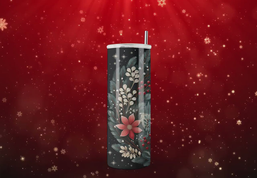 Christmas Tumbler Wraps - Christmas Wreath Tumbler Wrap - Ideal Tumbler Sublimation Designs Straight & Tapered - Instant Download