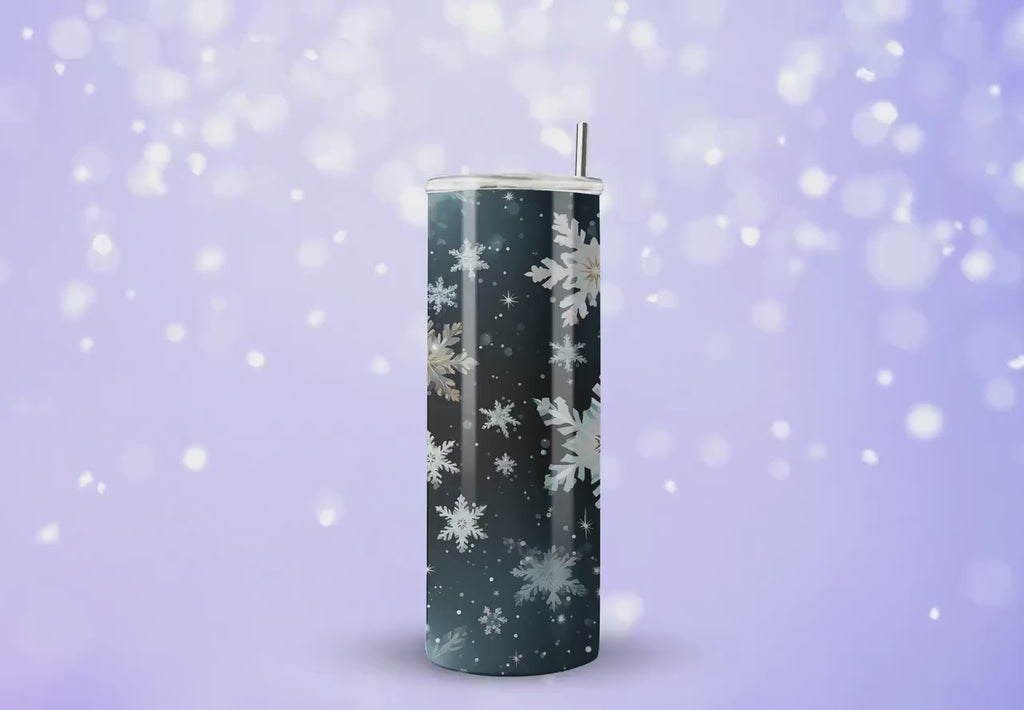 3D Winter Christmas Snowflakes Skinny Tumbler Design - 3d Tumbler Wraps - Tumbler Sublimation Designs Straight & Tapered - Instant Download