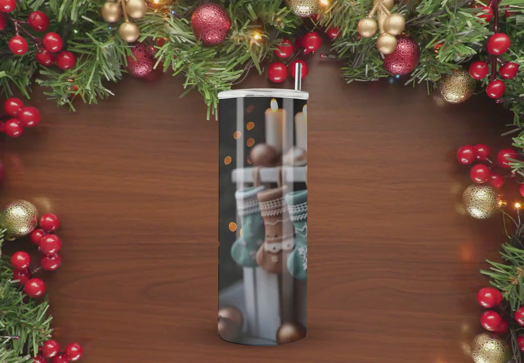 3D Tumbler Wraps - Christmas Stocking Tumbler Wraps - Skinny Tumbler Wrap Design - Sublimation Designs Straight & Tapered - Instant Download