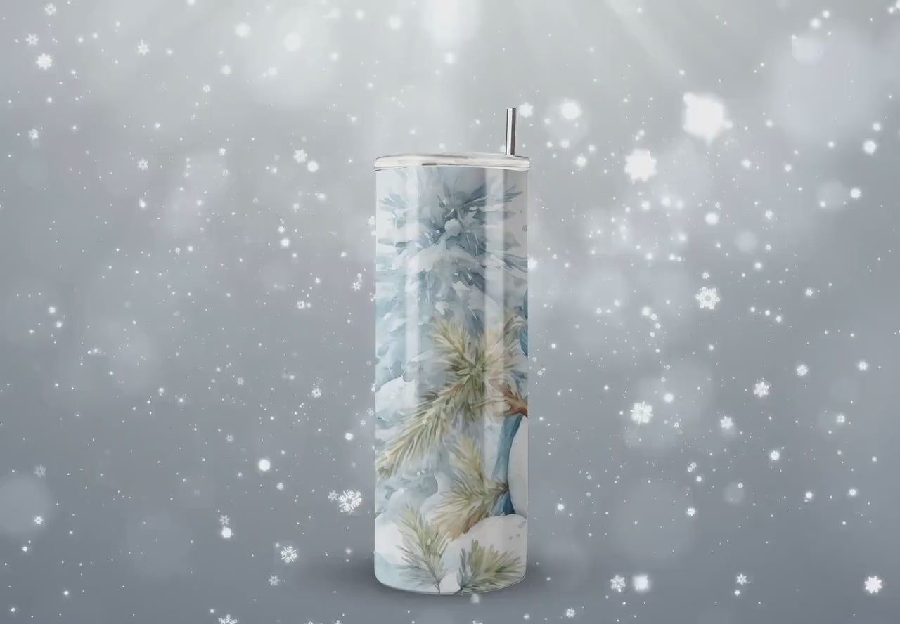 Christmas Tumbler Wraps - Snowman Skinny Tumbler Wrap Design - Ideal Tumbler Sublimation Designs Straight & Tapered - Instant Download