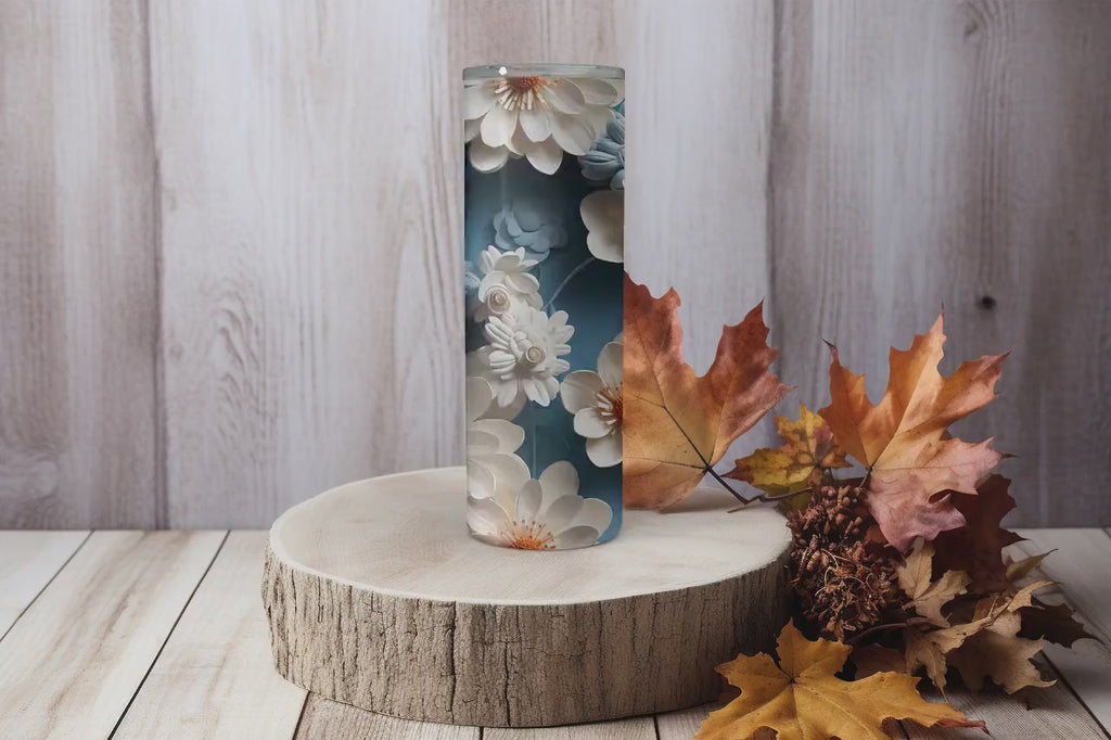 3D Tumbler Wraps - 3D Daisies Flowers Skinny Tumbler Wrap Design - Ideal Tumbler Sublimation Designs Straight & Tapered - Instant Download