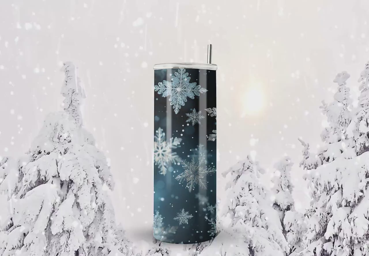 3D Winter Christmas Snowflakes Skinny Tumbler Design - 3d Tumbler Wraps - Tumbler Sublimation Designs Straight & Tapered - Instant Download