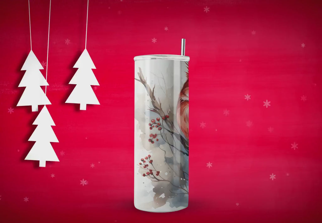 Cardinal Bird Skinny Tumbler Wrap Design - Christmas Tumbler Wraps - Ideal Tumbler Sublimation Designs Straight & Tapered - Instant Download