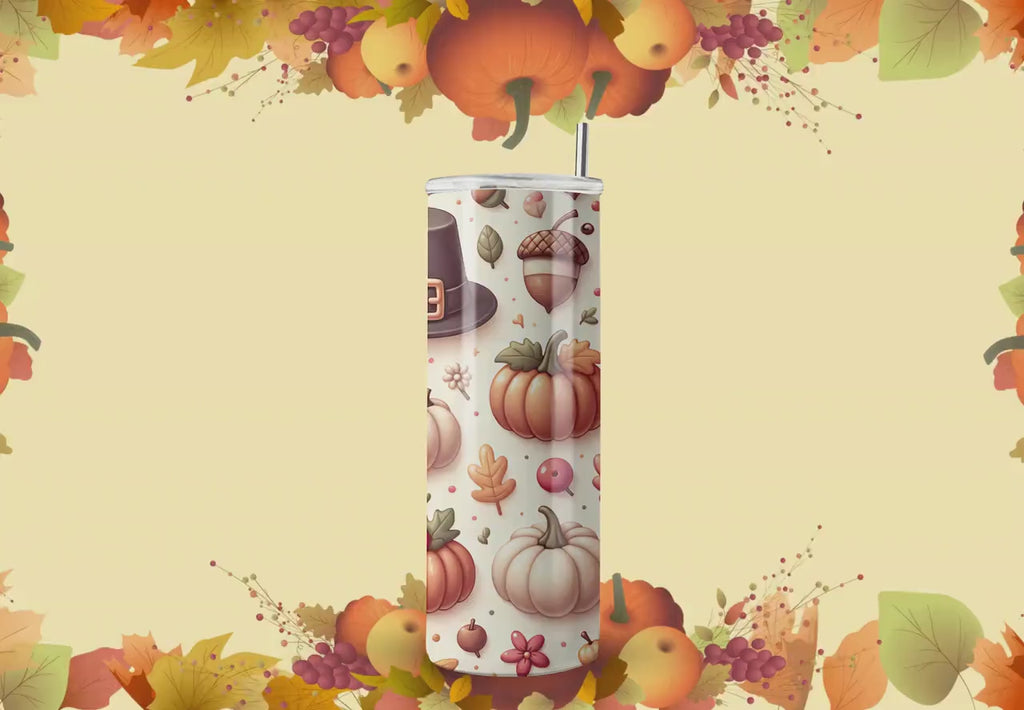 Thanksgiving Inflated Tumbler Wraps - Puffy Skinny Tumbler Wrap Design - Tumbler Sublimation Designs Straight & Tapered - Instant Download
