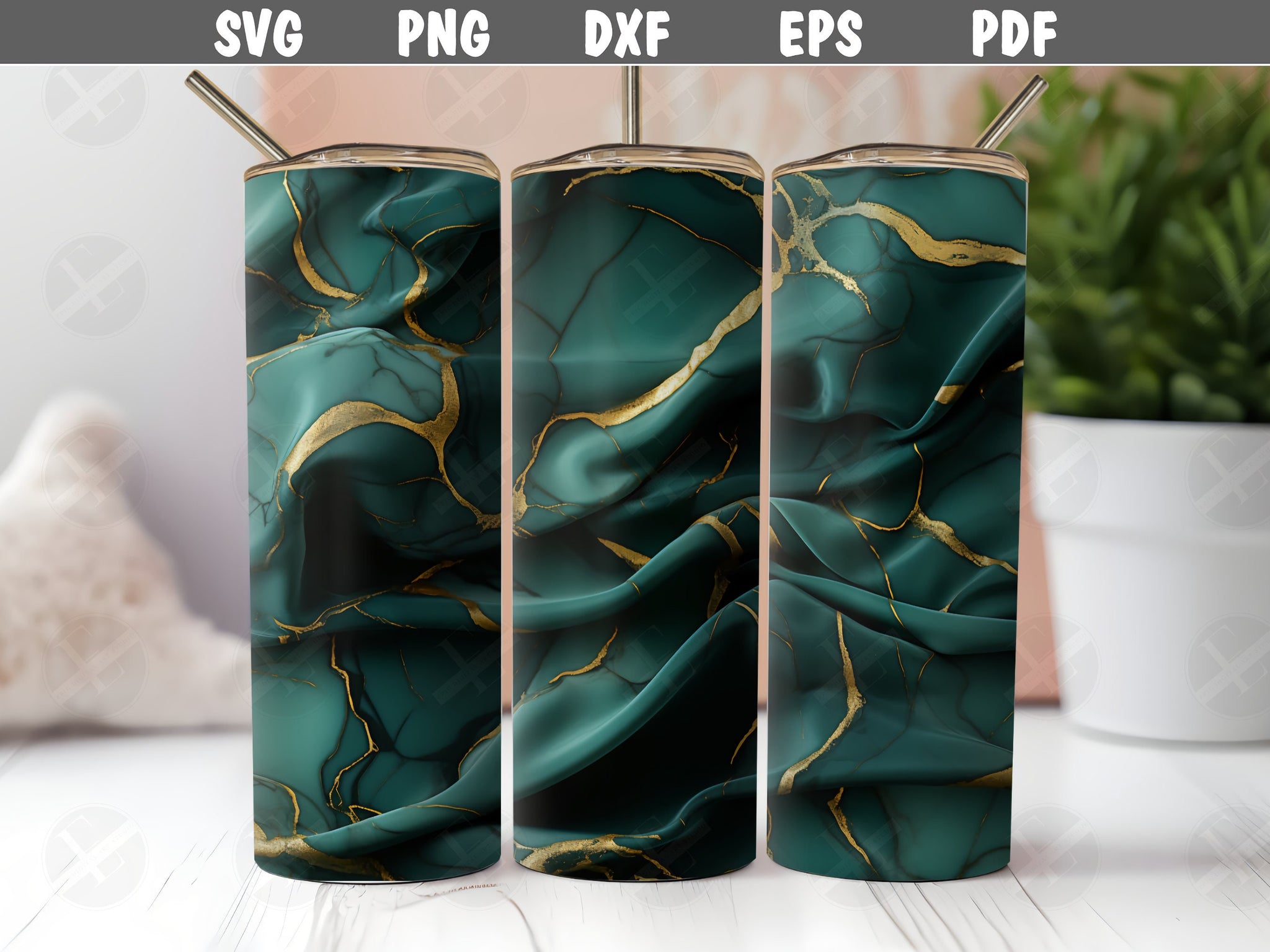 3D Tumbler Wraps - 3D Green Marbled Silk Skinny Tumbler Wrap Design - Tumbler Sublimation Designs Straight & Tapered - Instant Download