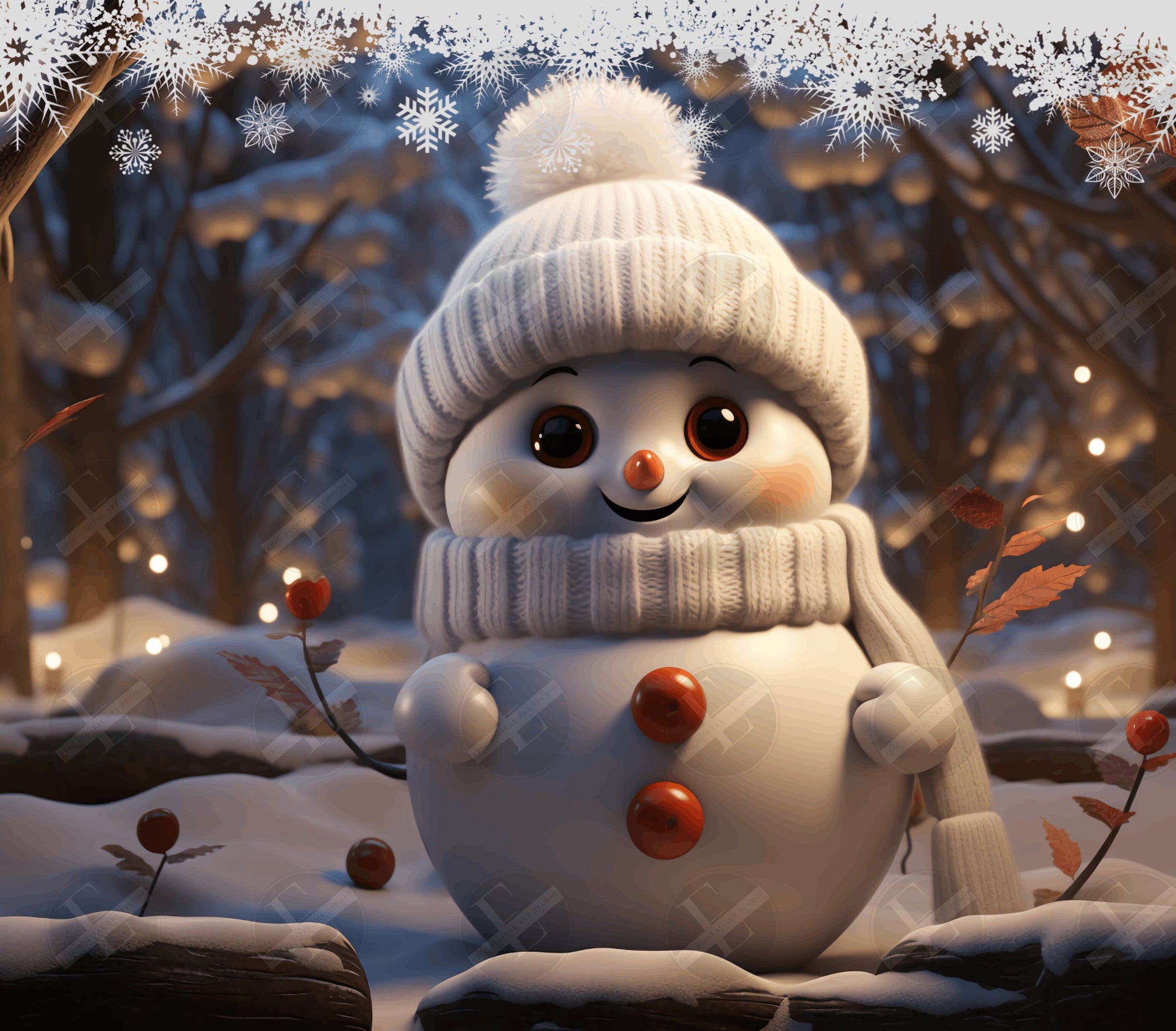 3D Tumbler Wraps - Snowman Christmas Tumbler Wraps - Skinny Tumbler Wrap Design - Sublimation Designs Straight & Tapered - Instant Download