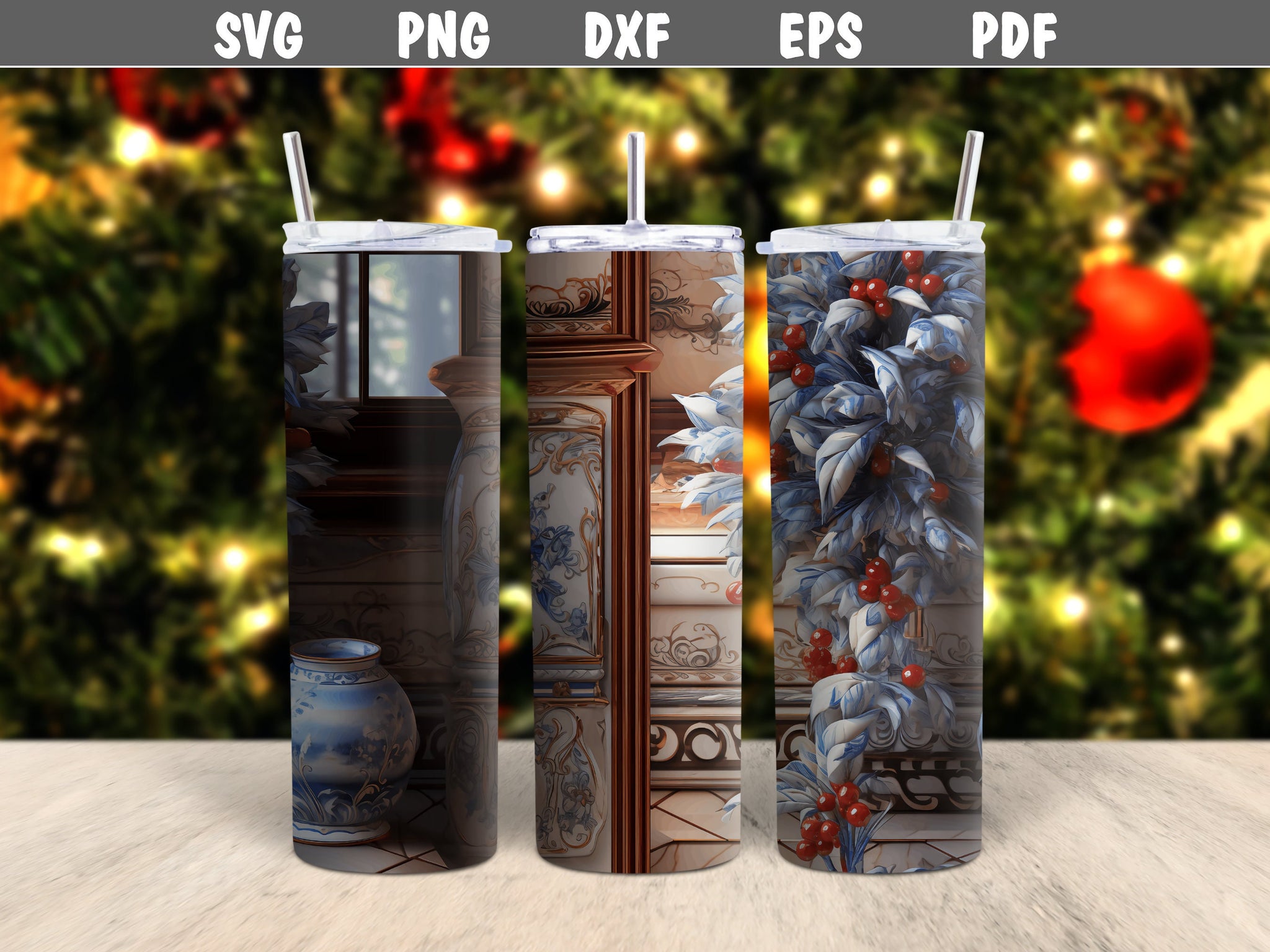 3D Tumbler Wraps - Christmas Tumbler Wraps - Skinny Tumbler Wrap Design - Tumbler Sublimation Designs Straight & Tapered - Instant Download