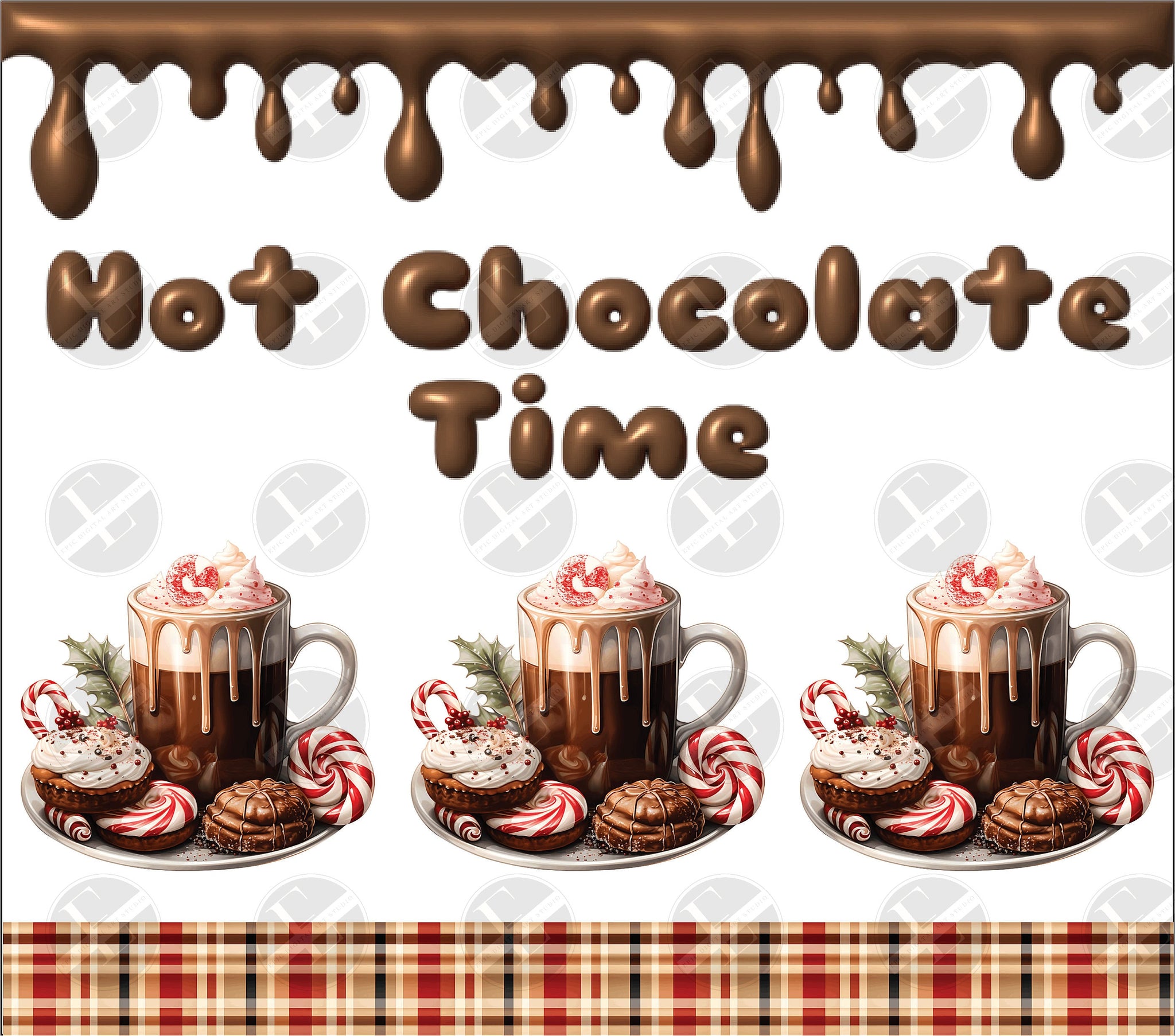 3D Hot Chocolate Tumbler Wrap Design - 3D Inflated Text Tumbler Wraps - Ideal Tumbler Sublimation Designs Straight Only - Instant Download