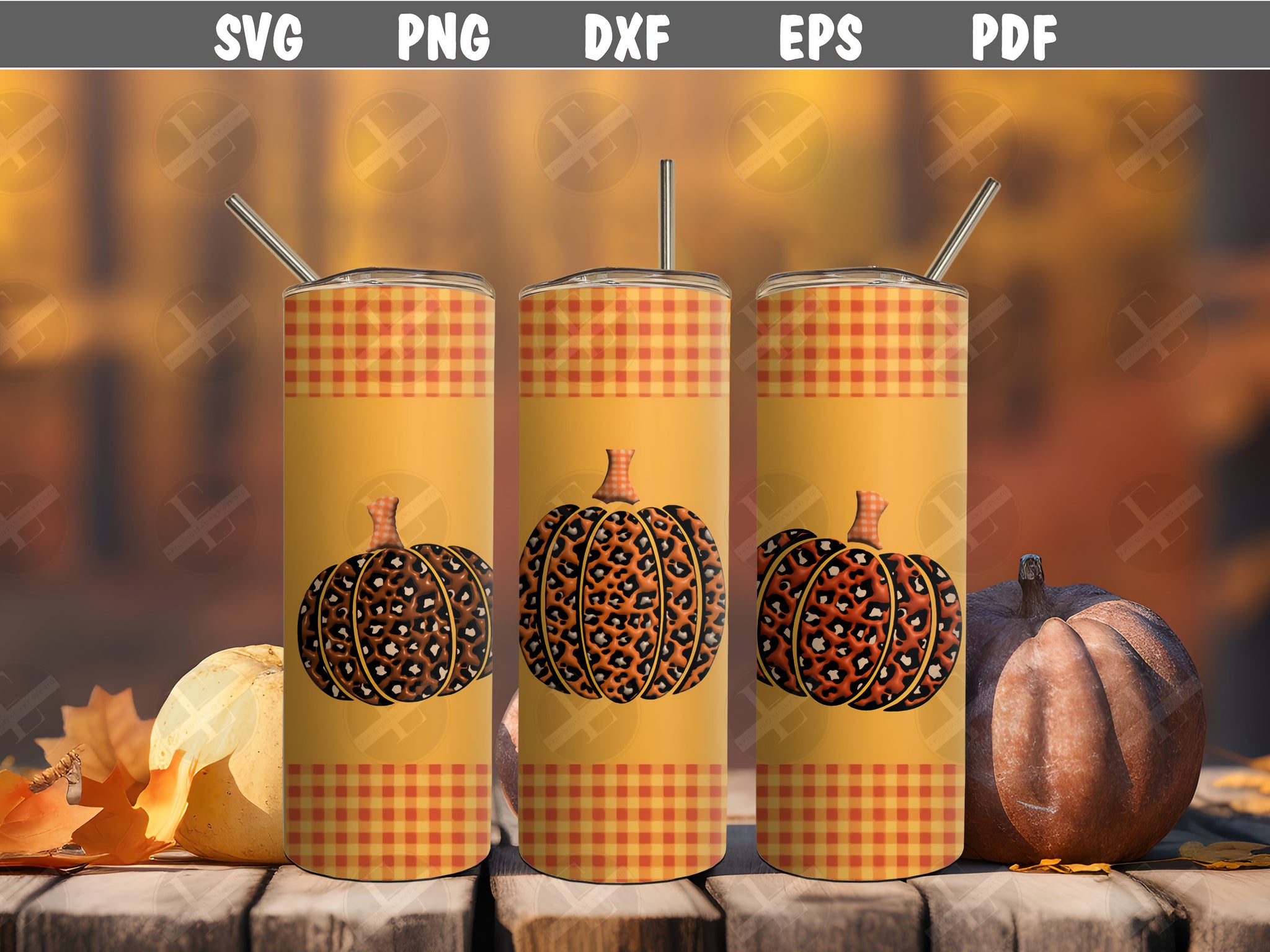 3D Fall Pumpkins Tumbler Wrap Design - 3D Inflated Puff Tumbler Wraps - Ideal Tumbler Sublimation Designs Straight Only - Instant Download