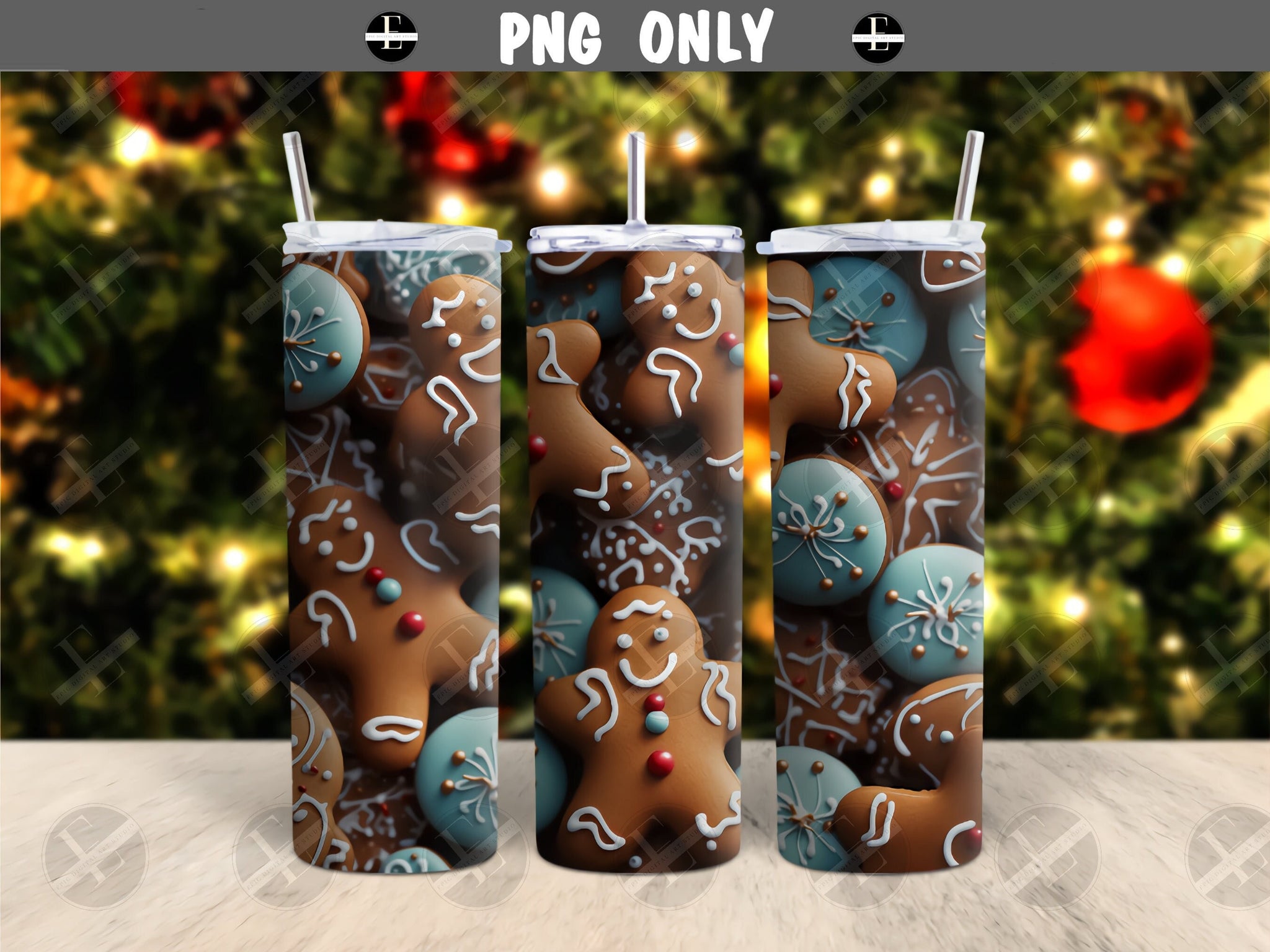 christmas gingerbread man cookies tumbler wrap for sublimation skinny tumbler 20 oz