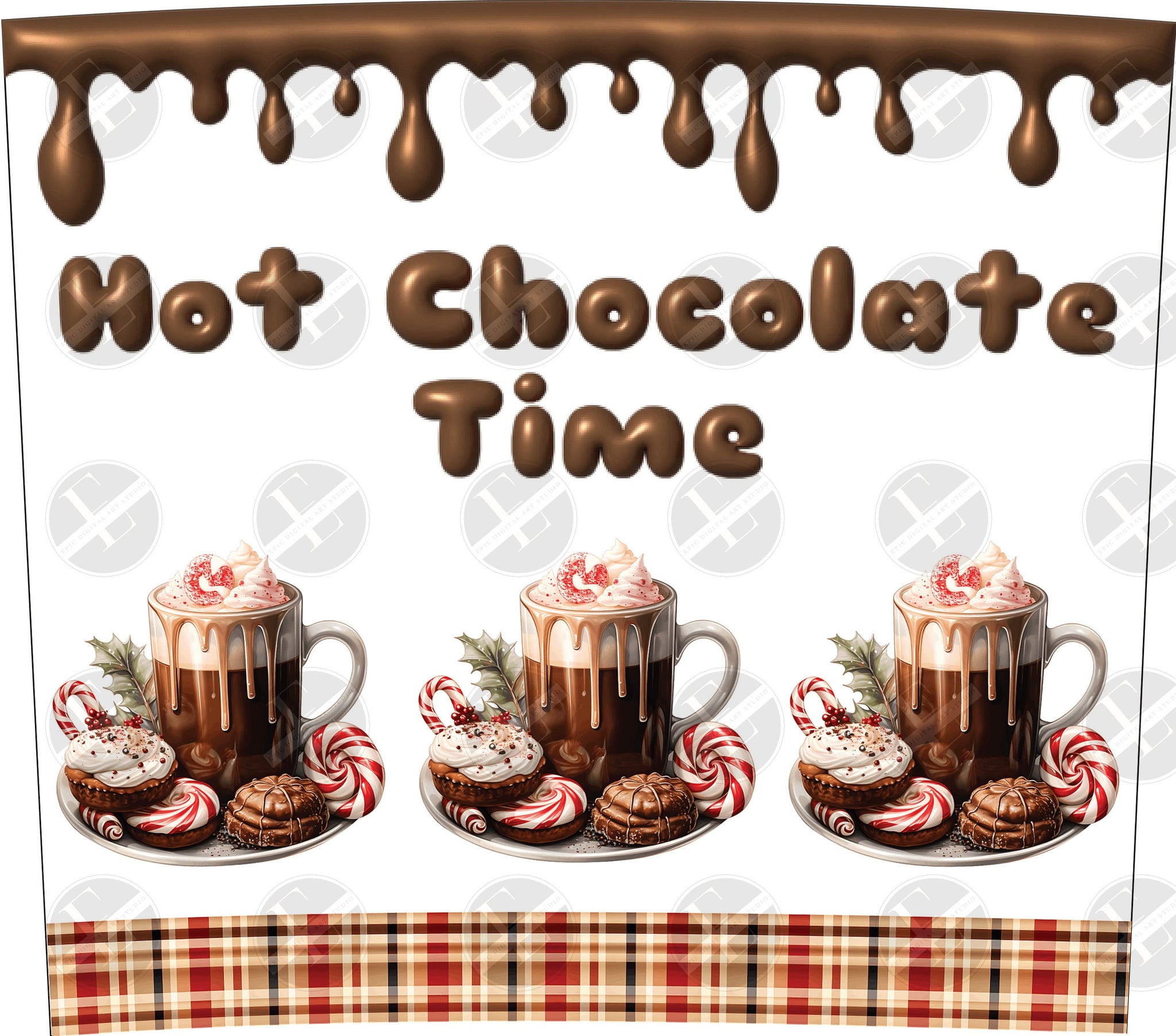 3D Hot Chocolate Tumbler Wrap Design - 3D Inflated Text Tumbler Wraps - Ideal Tumbler Sublimation Designs Straight Only - Instant Download