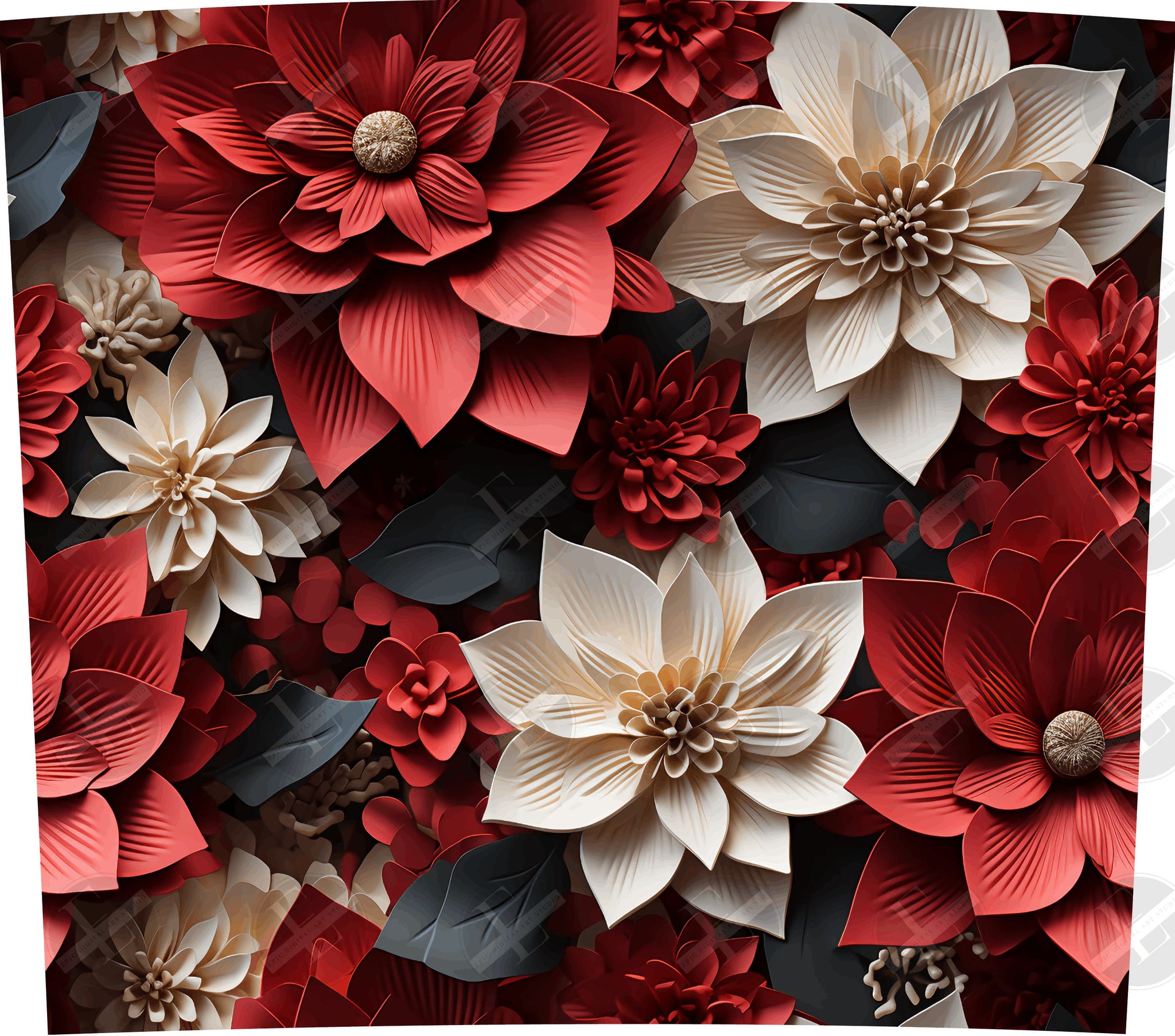 Christmas Poinsettias Tumbler Wraps - 3D Tumbler Wraps - Skinny Tumbler Design - Sublimation Designs Straight & Tapered - Instant Download