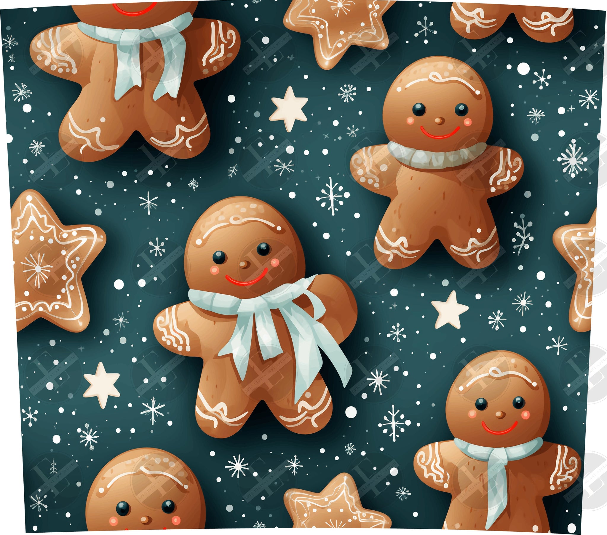 Gingerbread Man Skinny Tumbler Wrap Design - Christmas Tumbler Wraps - Tumbler Sublimation Designs Straight & Tapered - Instant Download
