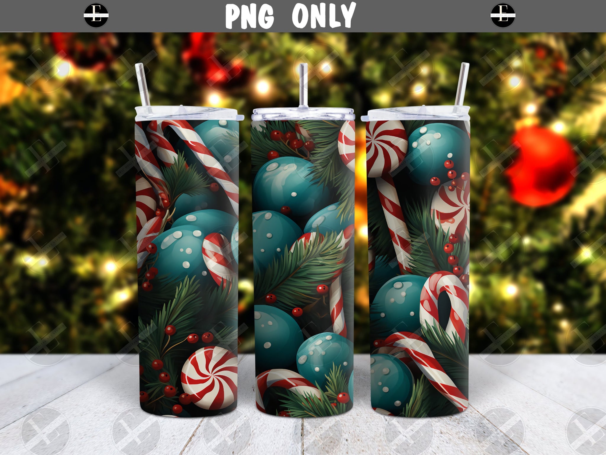 Christmas Candy Canes Tumbler Wraps - PNG Tumbler Wraps - Skinny Tumbler Wrap - Sublimation Designs Straight & Tapered - Instant Download