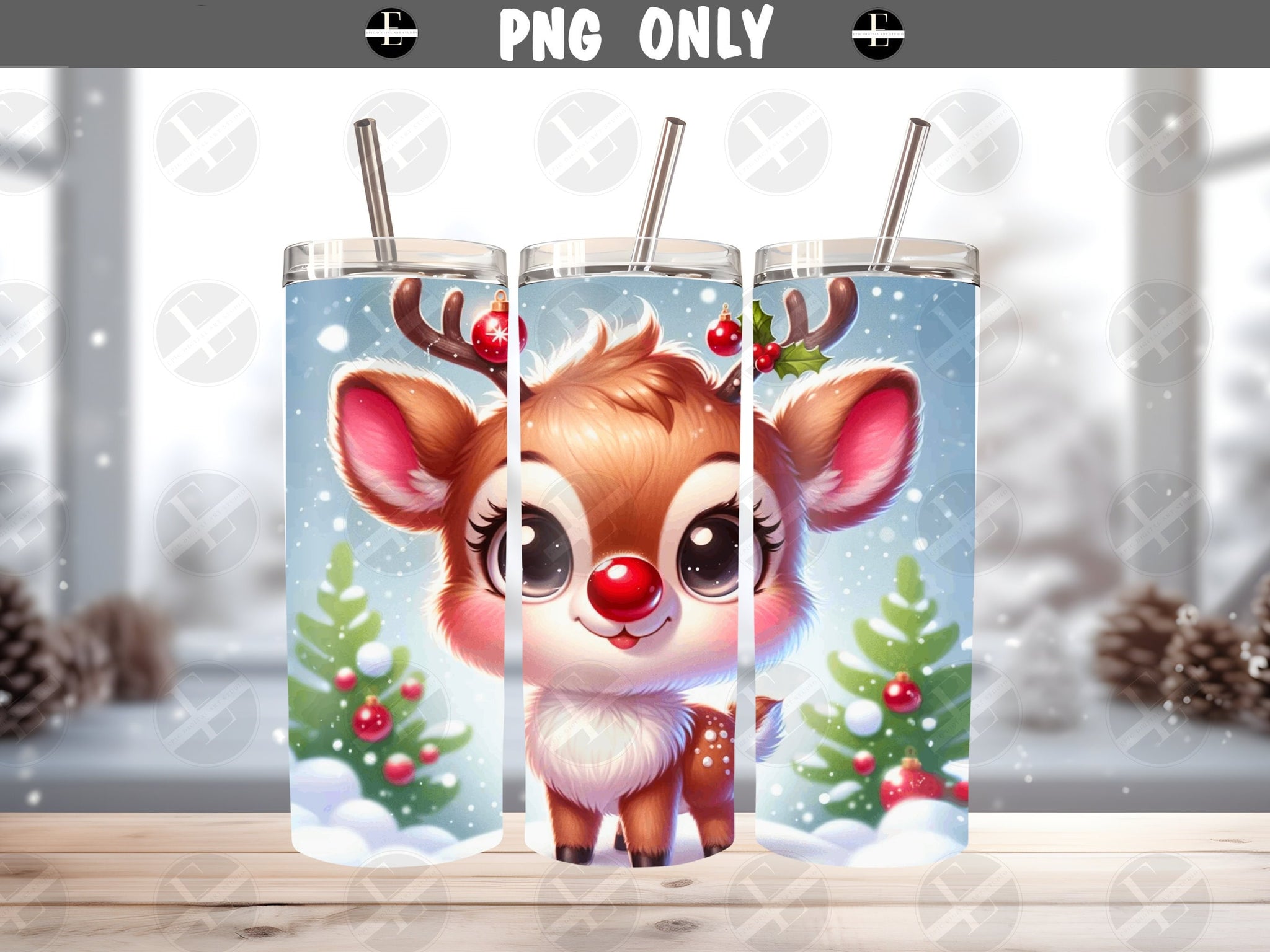 christmas tumbler wrap Rudolph the red nosed reindeer