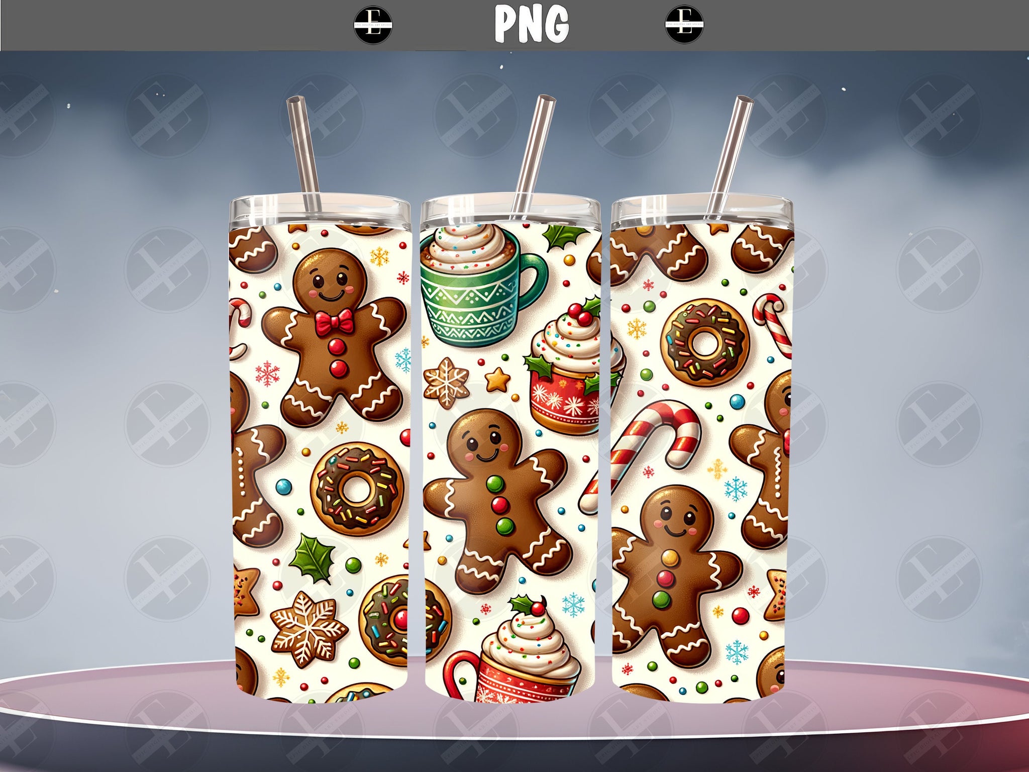 christmas tumbler wraps, gingerbread man cookies