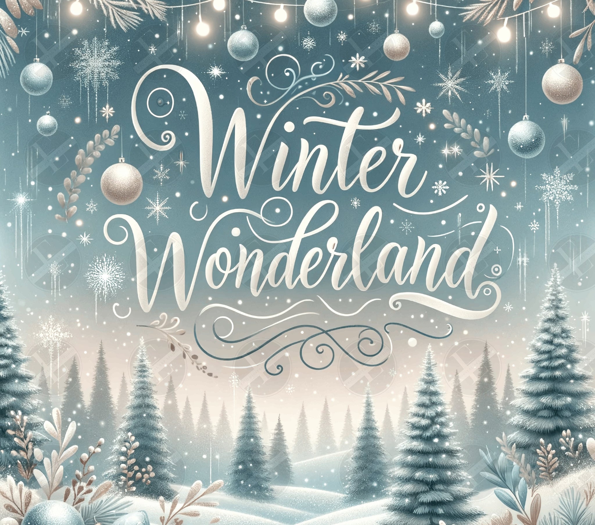 Winter Wonderland Skinny Tumbler Design - Christmas Tumbler Wraps - Tumbler Sublimation Designs Straight & Tapered - Instant Download