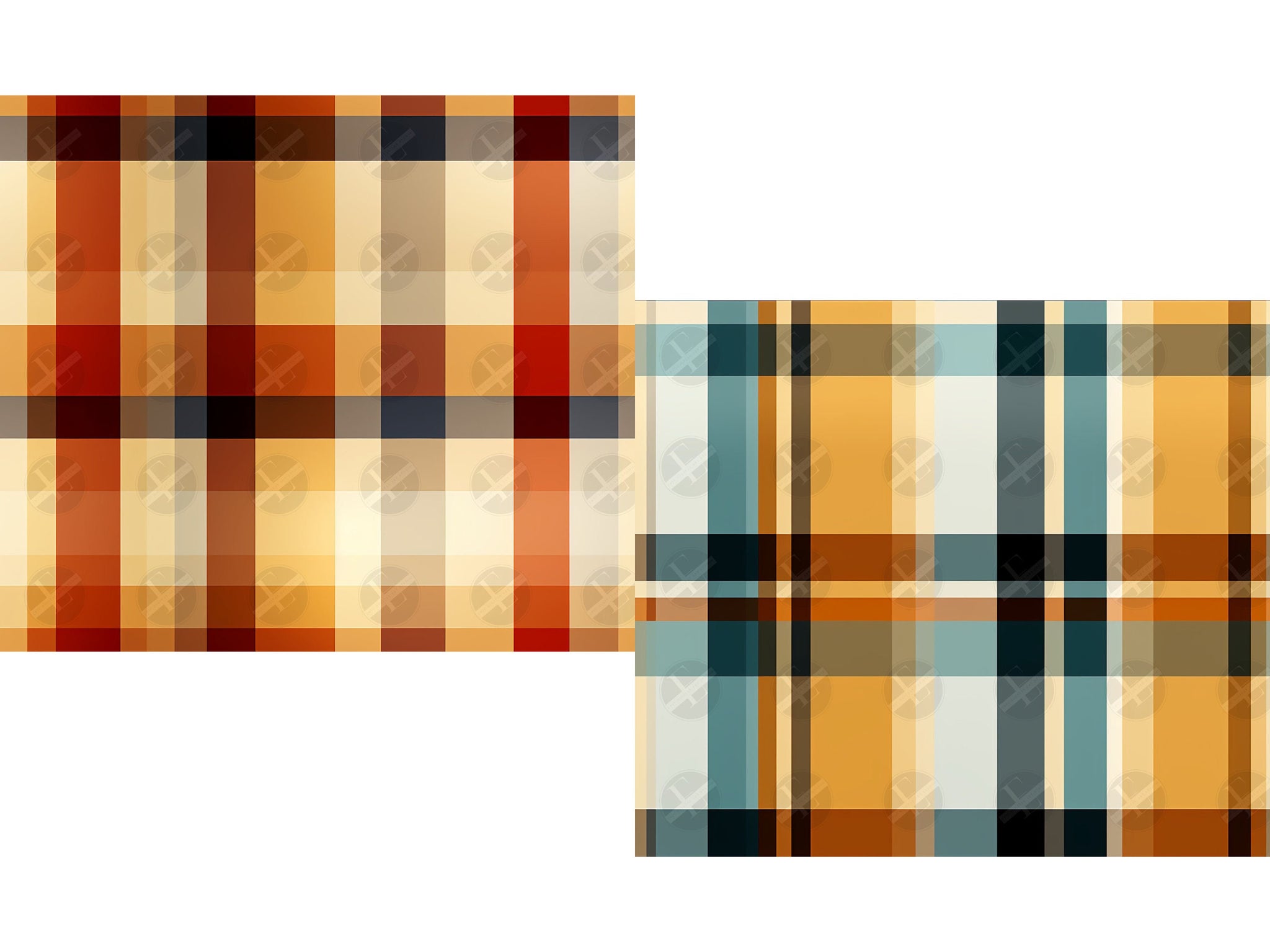 Autumn Plaid Seamless Patterns Digital Download PNG - Bundle of 10 - Rich Autumn Color Patterns - Commercial & Personal Use