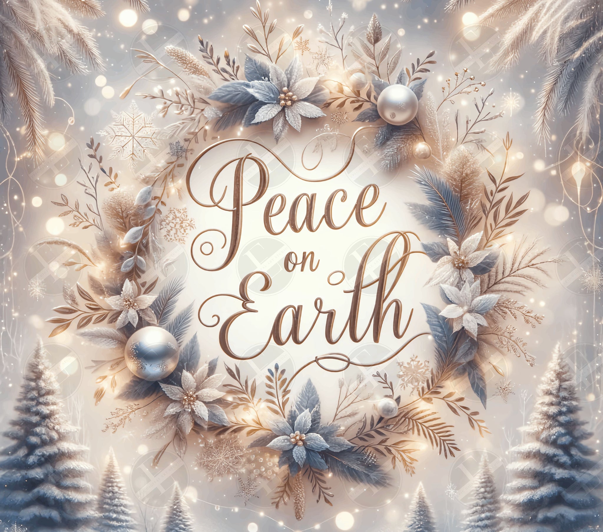 Tumbler Sublimation Designs - Christmas Tumbler Wraps - Peace on Earth Skinny Tumbler Design - Straight & Tapered - Instant Download