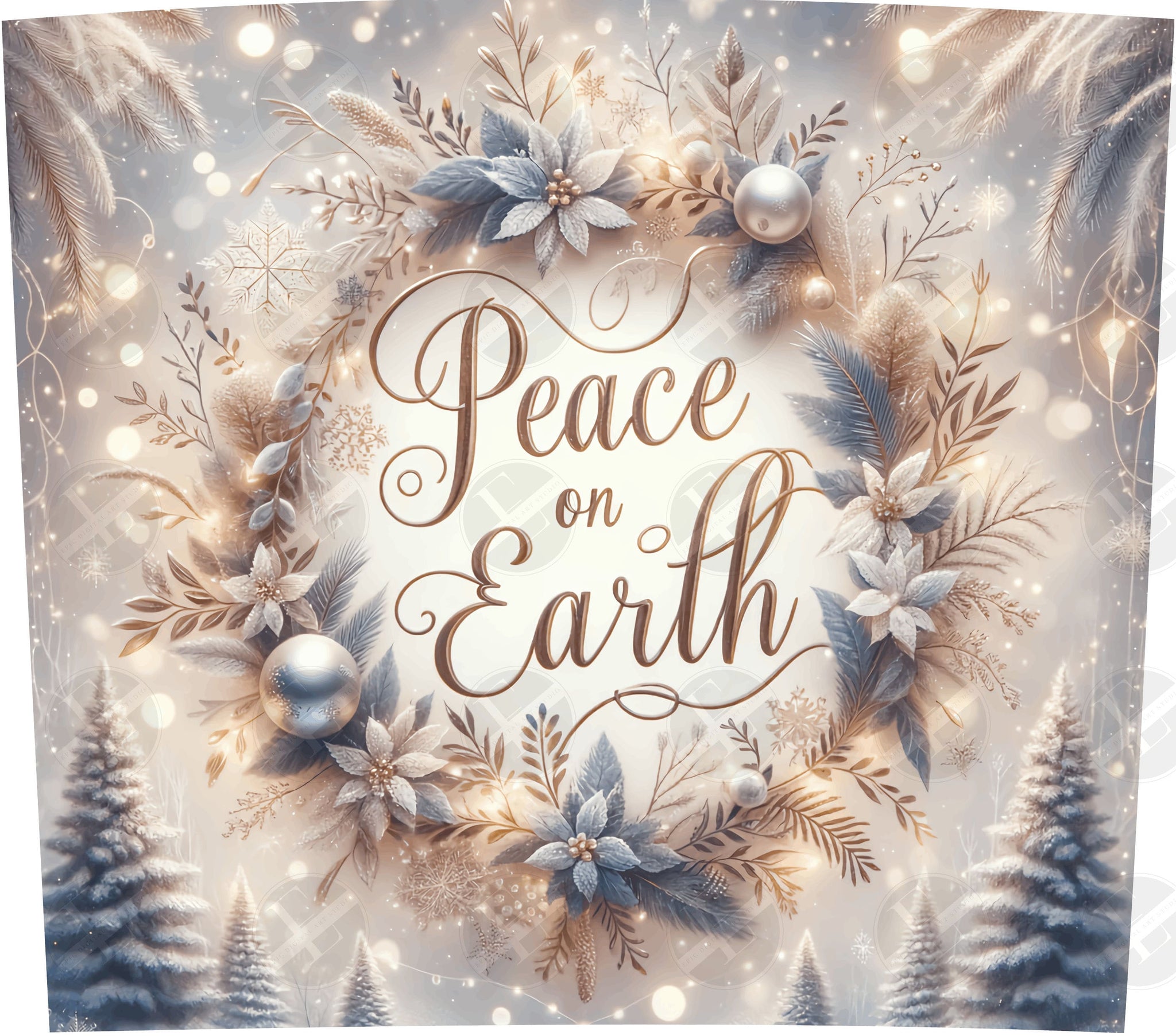 Tumbler Sublimation Designs - Christmas Tumbler Wraps - Peace on Earth Skinny Tumbler Design - Straight & Tapered - Instant Download