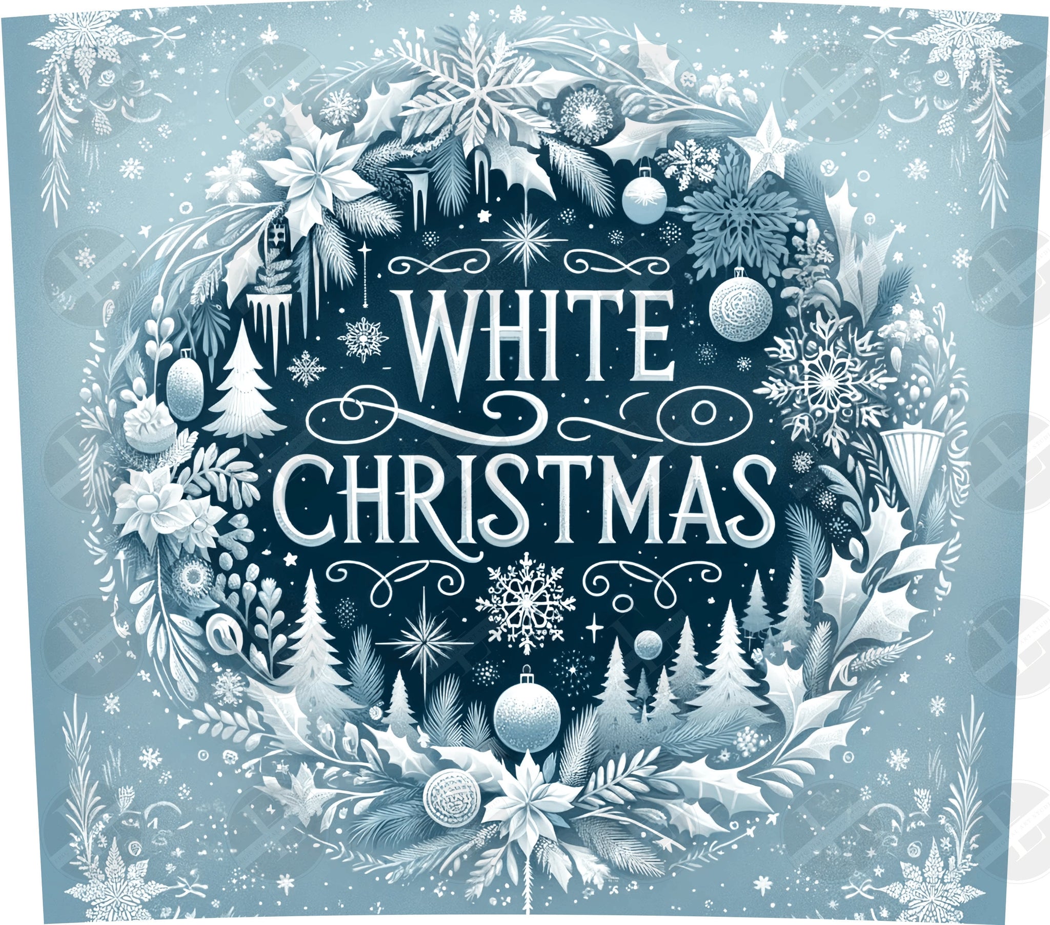 Christmas Tumbler Wraps - White Christmas Skinny Tumbler Design - Tumbler Sublimation Designs Straight & Tapered - Instant Download