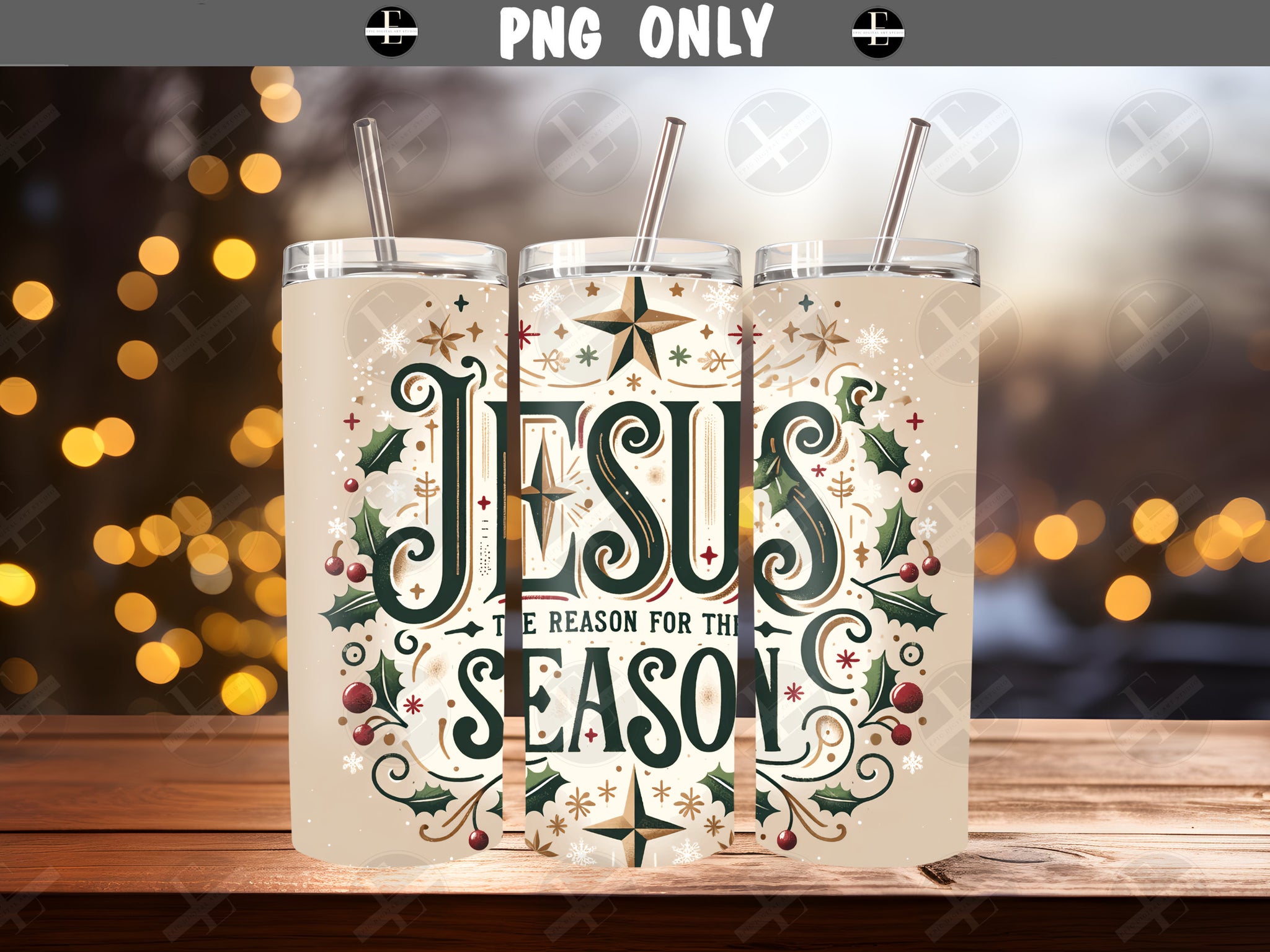 Christmas Tumbler Wraps - Jesus is the Reason Skinny Tumbler Design - Tumbler Sublimation Designs Straight & Tapered - Instant Download