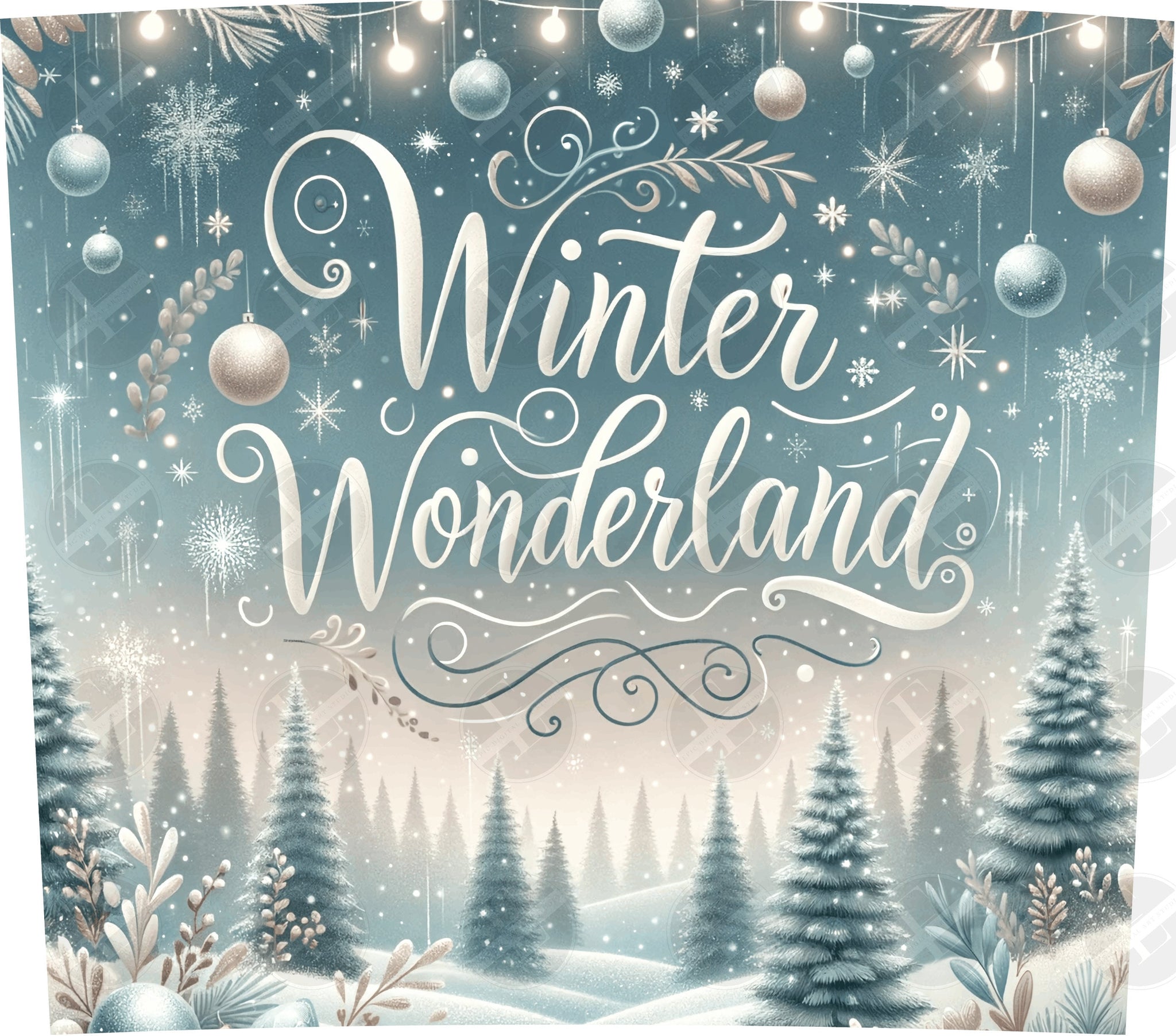 Winter Wonderland Skinny Tumbler Design - Christmas Tumbler Wraps - Tumbler Sublimation Designs Straight & Tapered - Instant Download