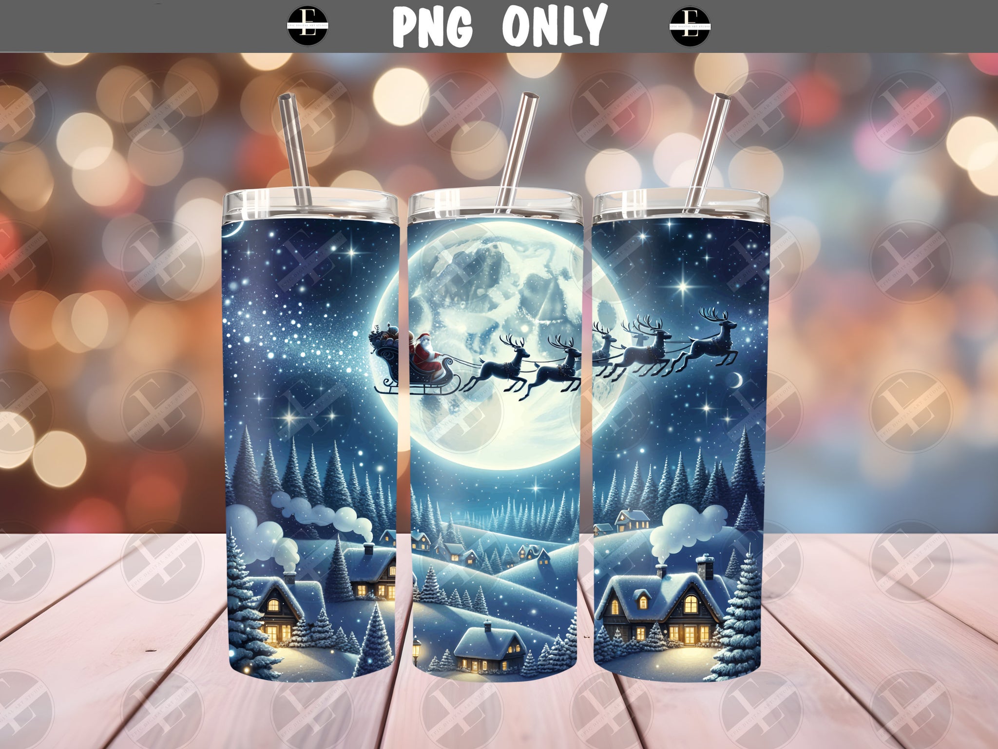 Christmas Tumbler Wraps - All is Calm Skinny Tumbler Design - Tumbler Sublimation Designs Straight & Tapered - Instant Download