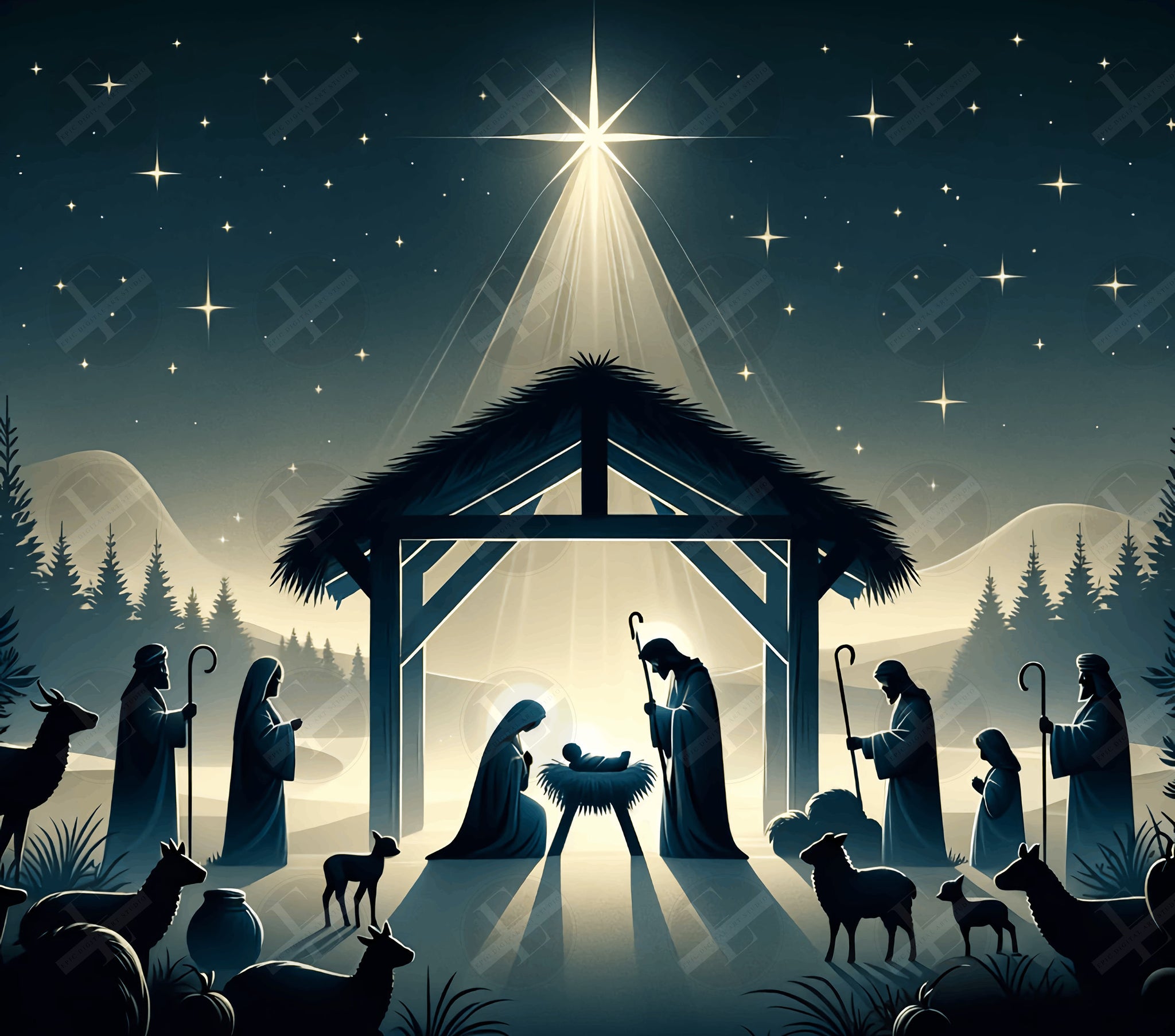 Christmas Tumbler Wraps - Nativity Scene Skinny Tumbler Design - Tumbler Sublimation Designs Straight & Tapered - Instant Download