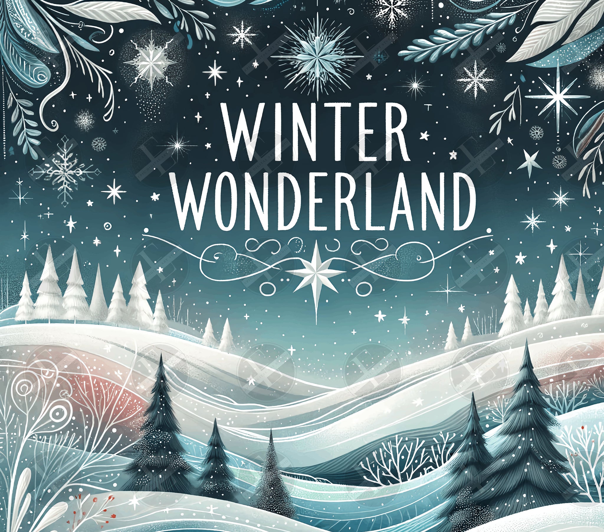 Christmas Tumbler Wraps - Winter Wonderland Skinny Tumbler Design - Tumbler Sublimation Designs Straight & Tapered - Instant Download