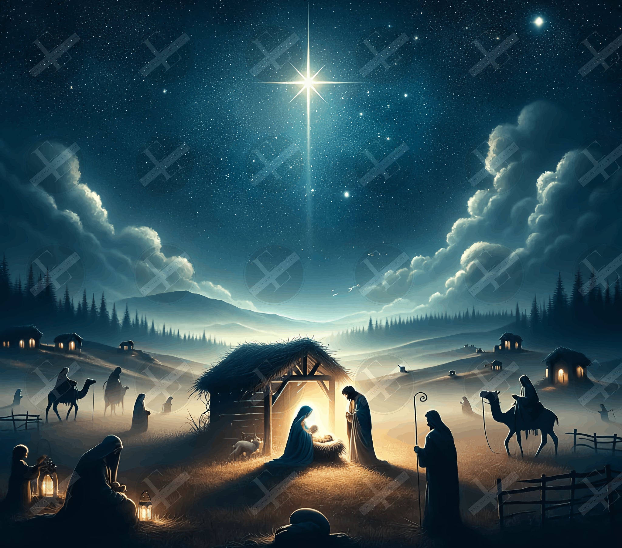 Nativity Scene Skinny Tumbler Design - Christmas Tumbler Wraps - Tumbler Sublimation Designs Straight & Tapered - Instant Download
