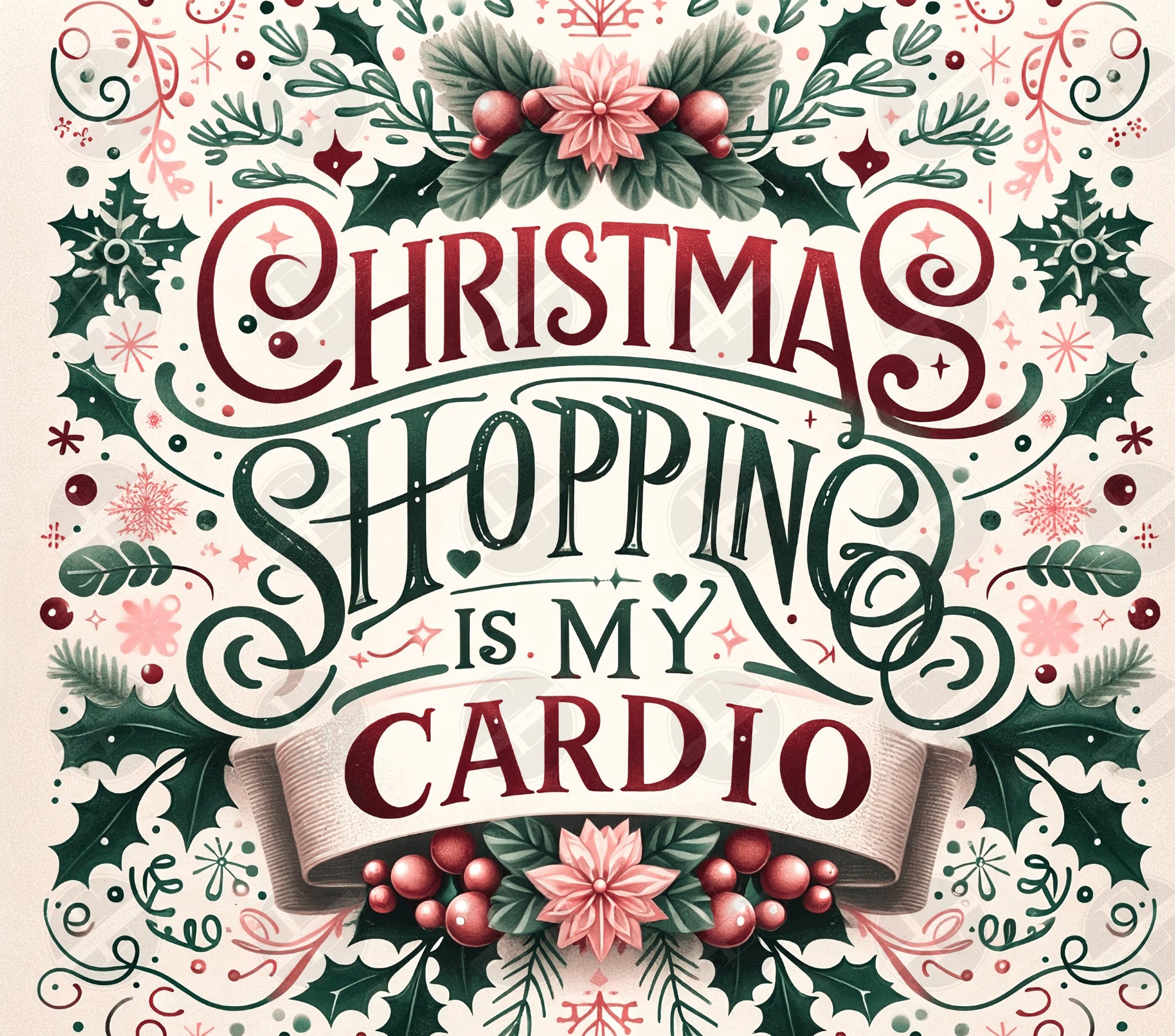 Christmas Shopping is my Cardio Skinny Tumbler Design - Tumbler Wraps - Tumbler Sublimation Designs Straight & Tapered - Instant Download