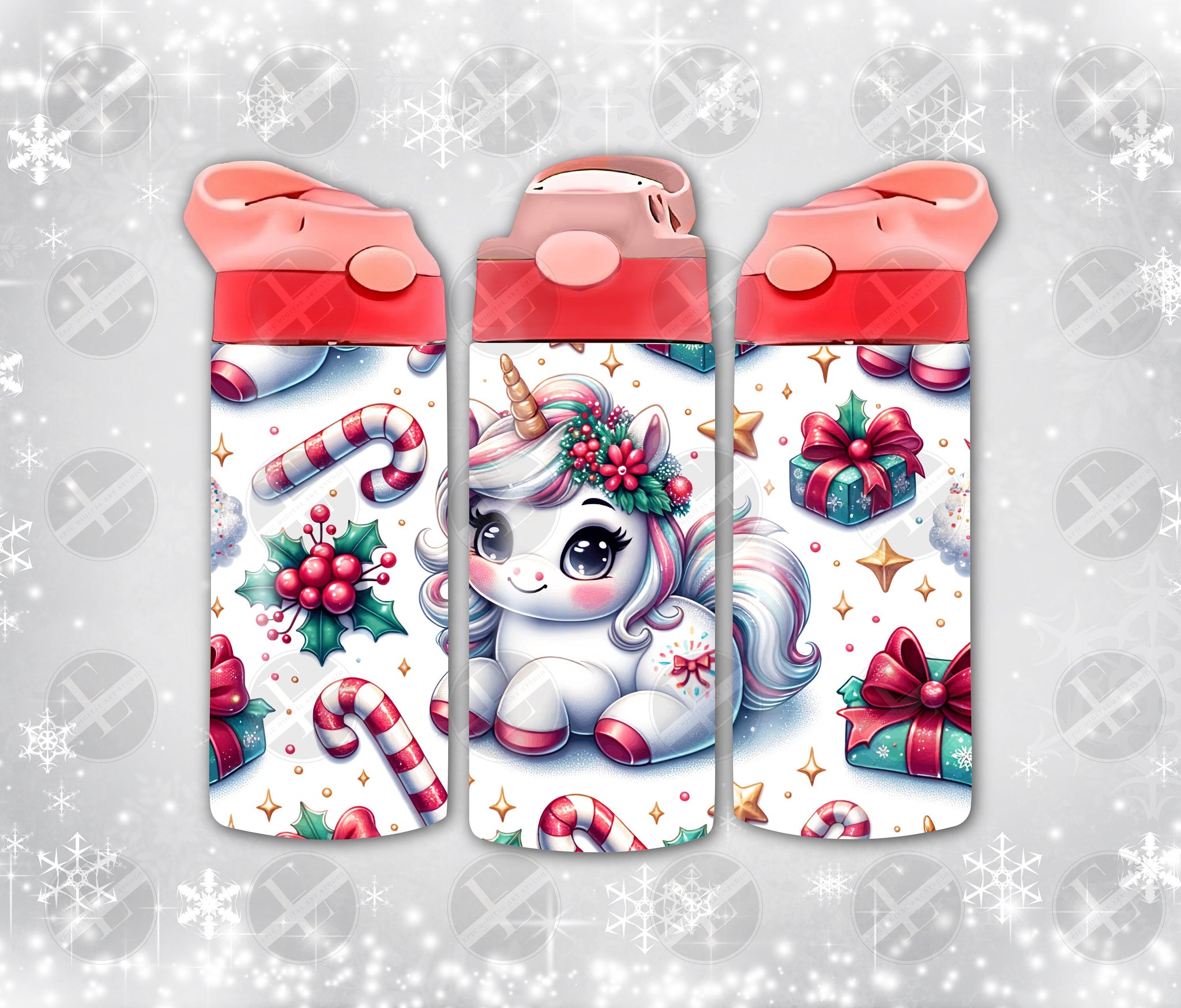 Christmas Tumbler Wraps - Gingerbread Man and Donuts Sippy Cup Tumbler Wrap - Tumbler Sublimation Design for Kids - Instant Download