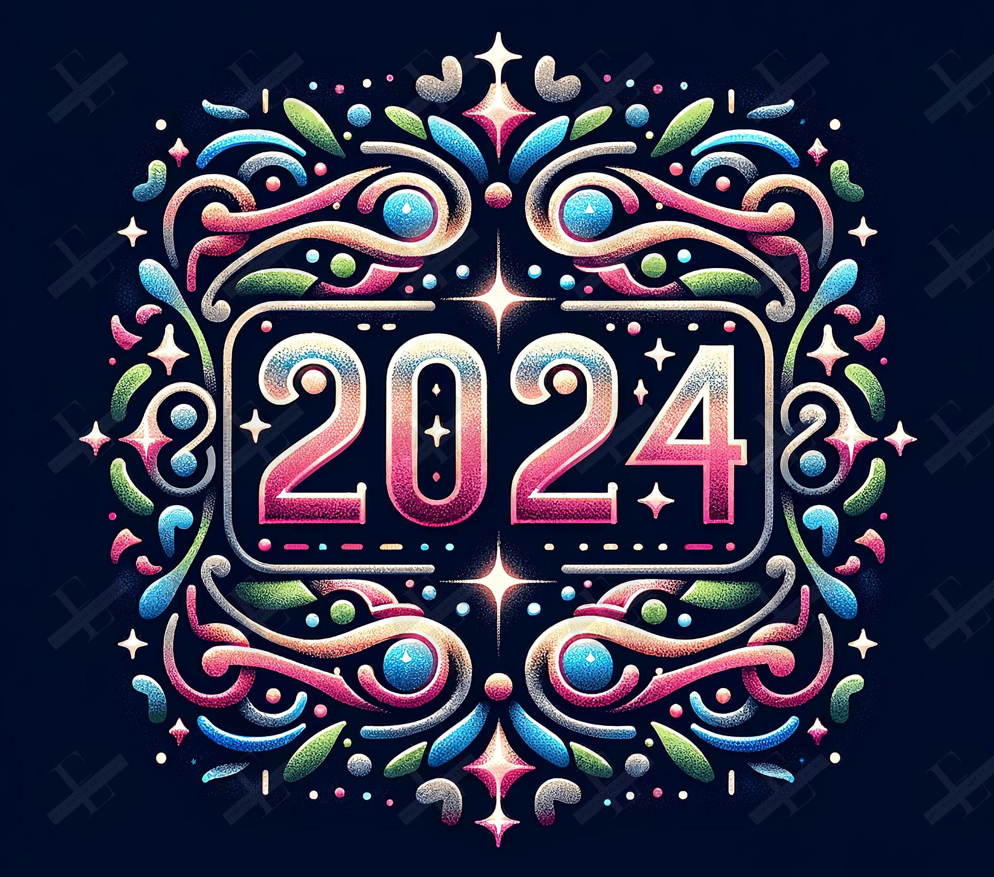 New Year 2024 Tumbler Wraps - Neon 2024 Skinny Tumbler Wrap Design - Ideal Tumbler Sublimation Designs Straight & Tapered - Instant Download
